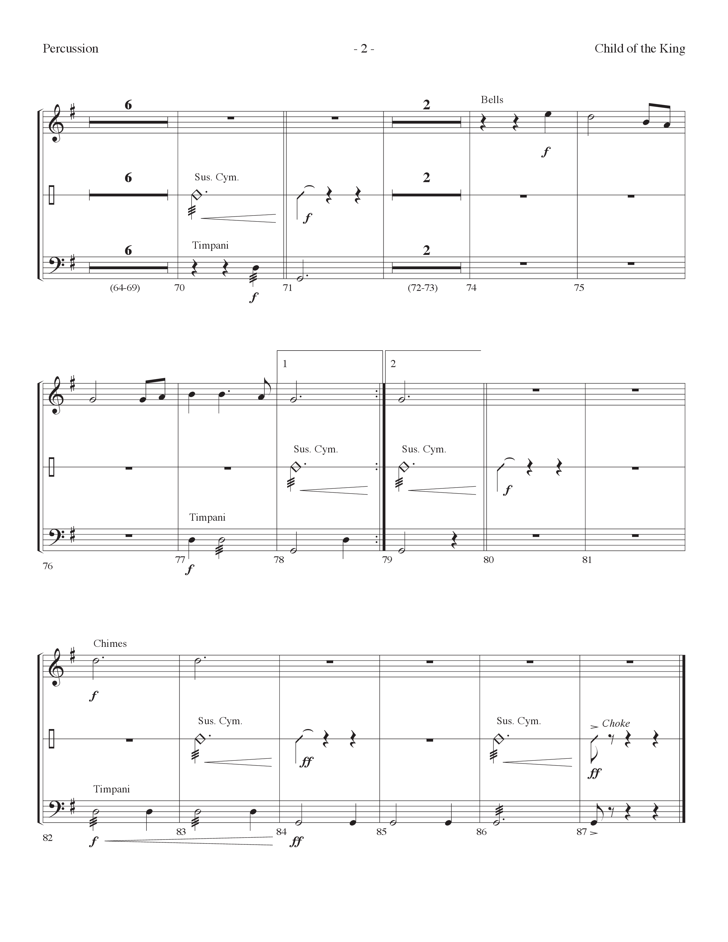 Child Of The King (Choral Anthem SATB) Percussion (Lifeway Choral / Arr. Dennis Allen)