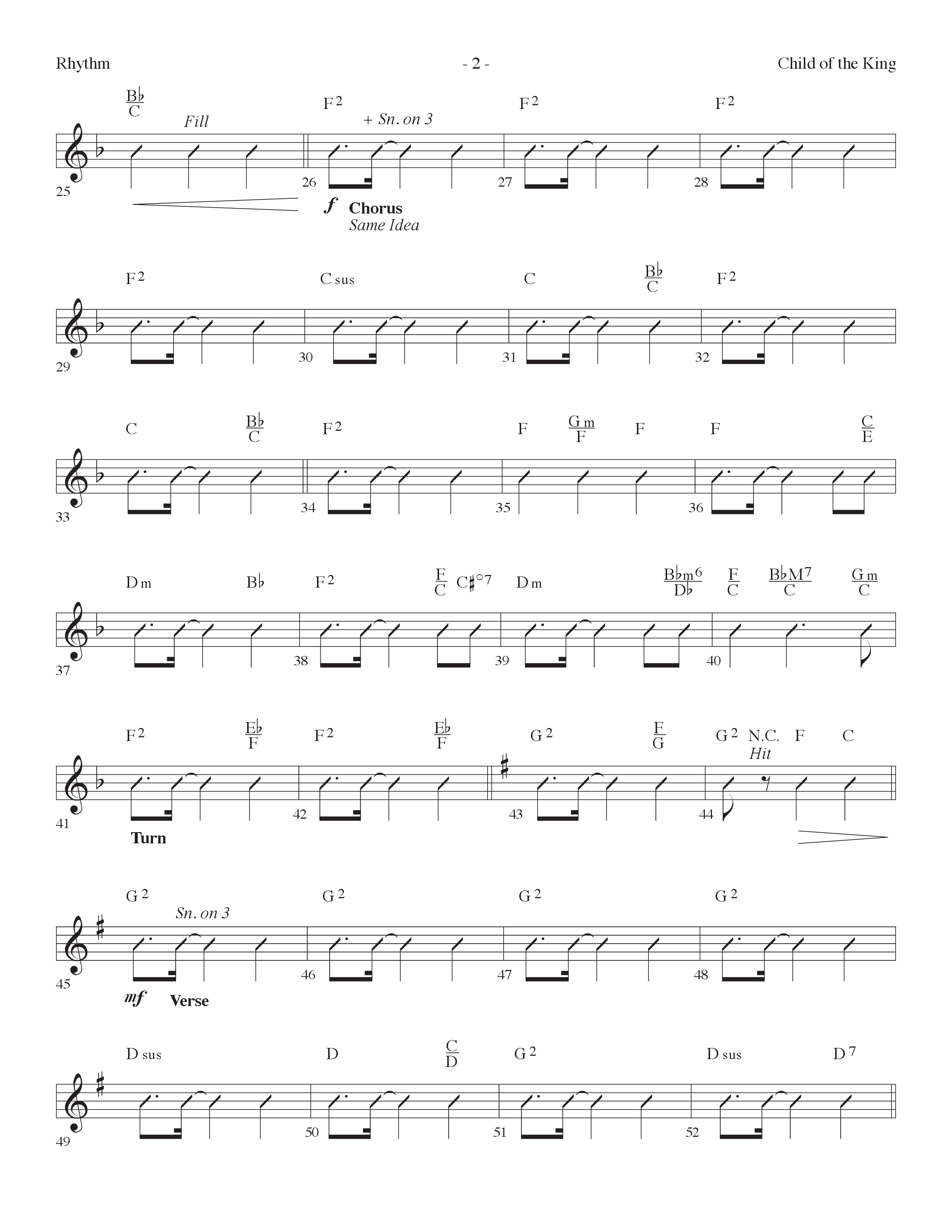 Child Of The King (Choral Anthem SATB) Rhythm Chart (Lifeway Choral / Arr. Dennis Allen)