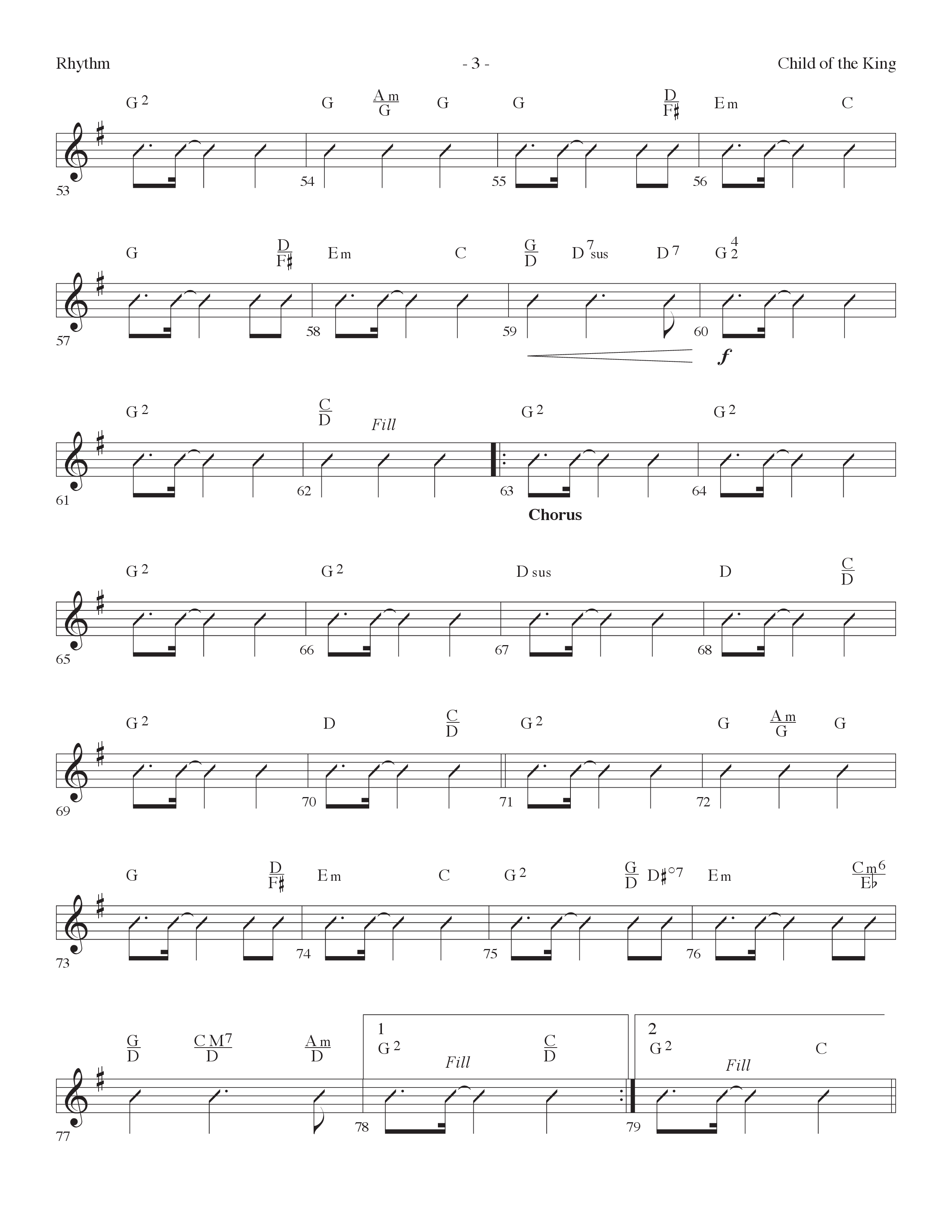 Child Of The King (Choral Anthem SATB) Rhythm Chart (Lifeway Choral / Arr. Dennis Allen)
