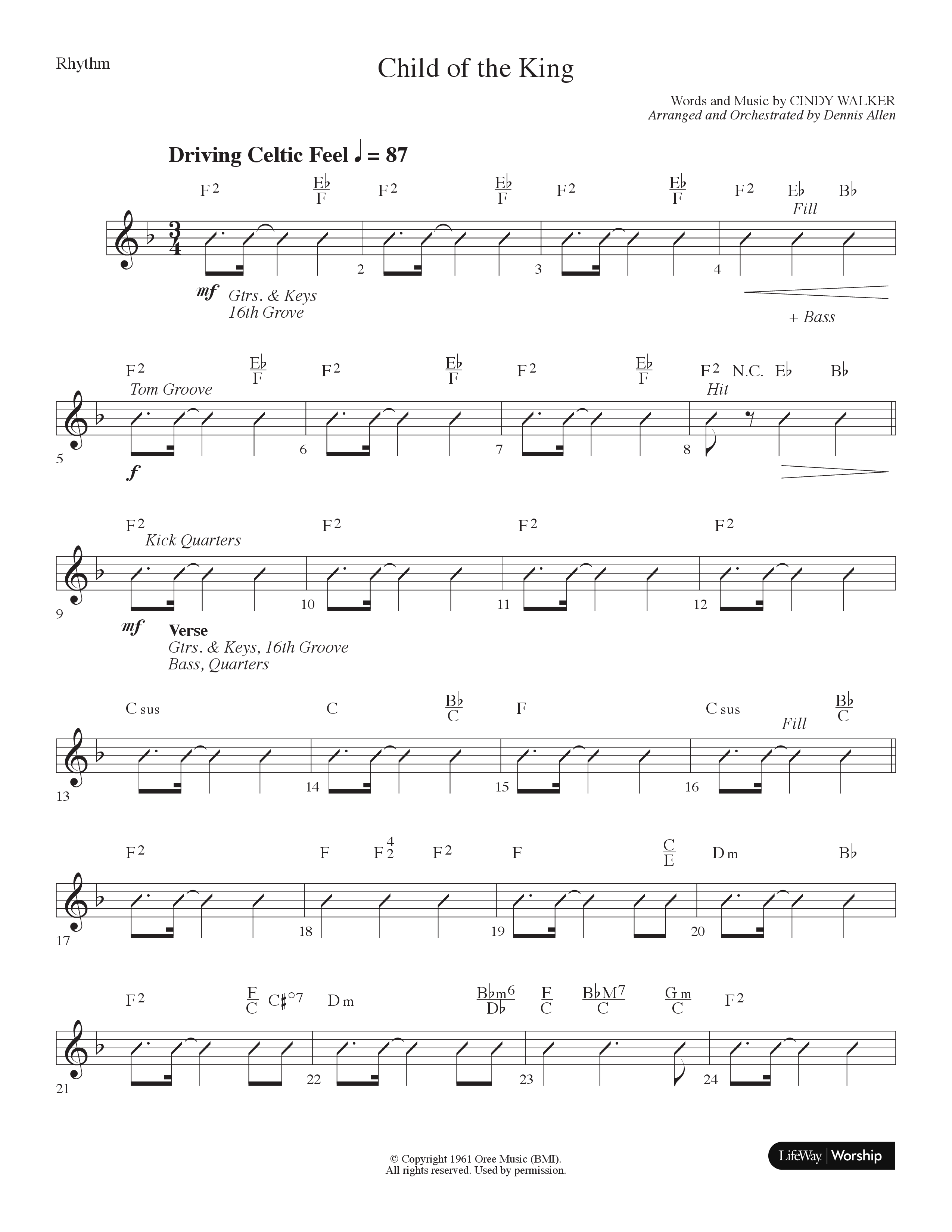 Child Of The King (Choral Anthem SATB) Lead Melody & Rhythm (Lifeway Choral / Arr. Dennis Allen)
