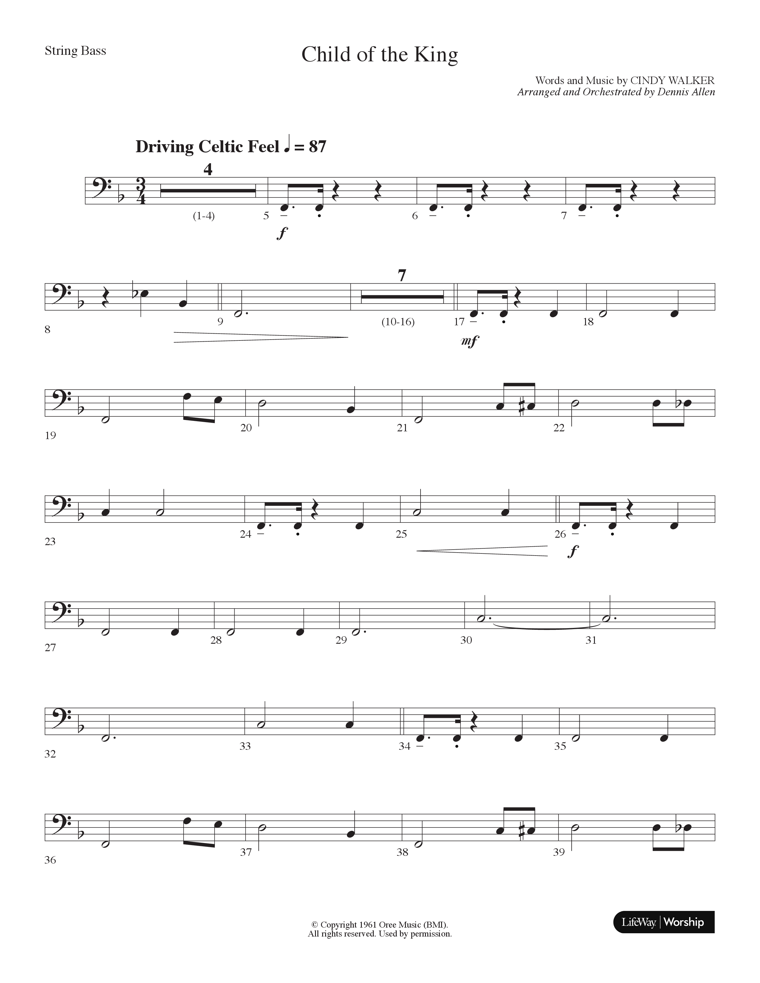 Child Of The King (Choral Anthem SATB) String Bass (Lifeway Choral / Arr. Dennis Allen)