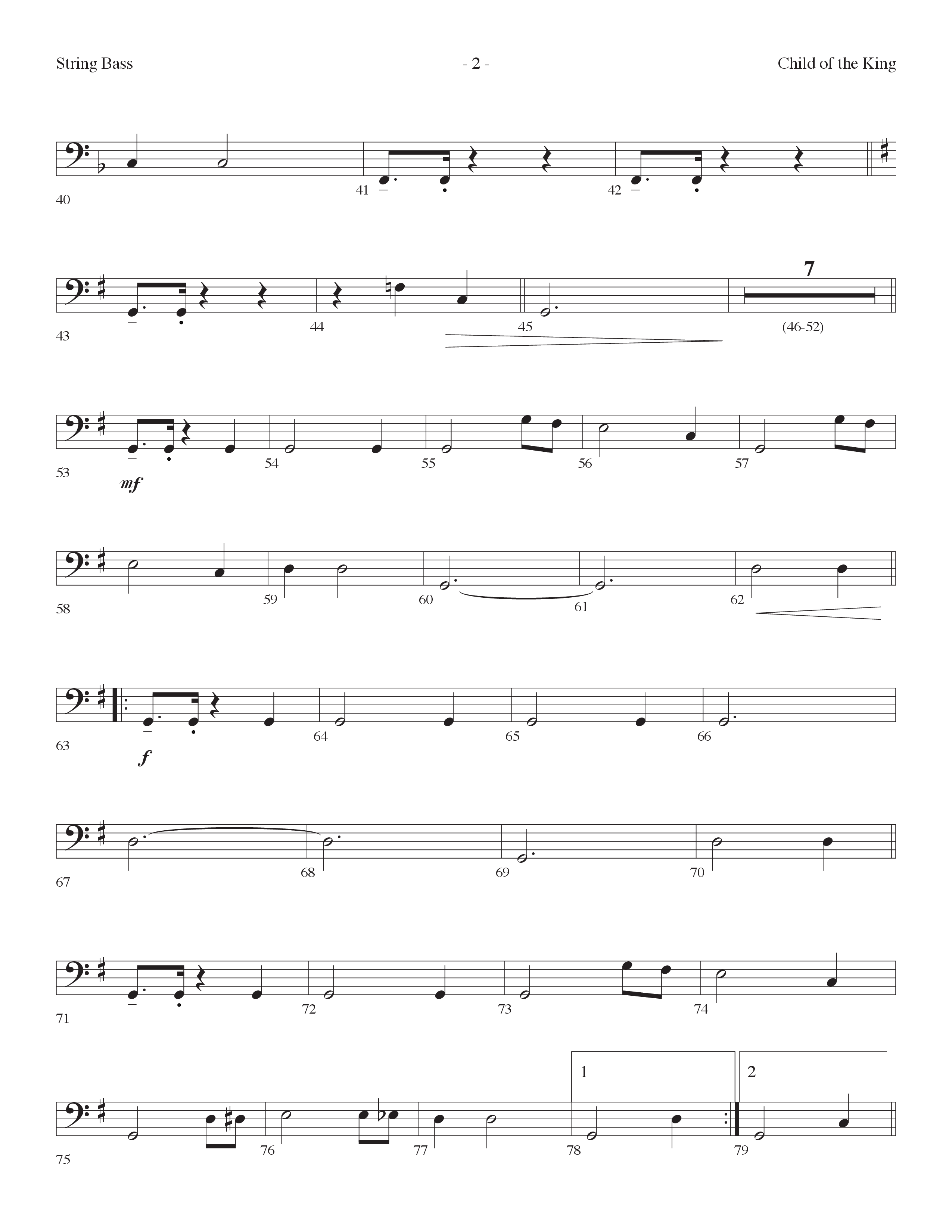 Child Of The King (Choral Anthem SATB) String Bass (Lifeway Choral / Arr. Dennis Allen)
