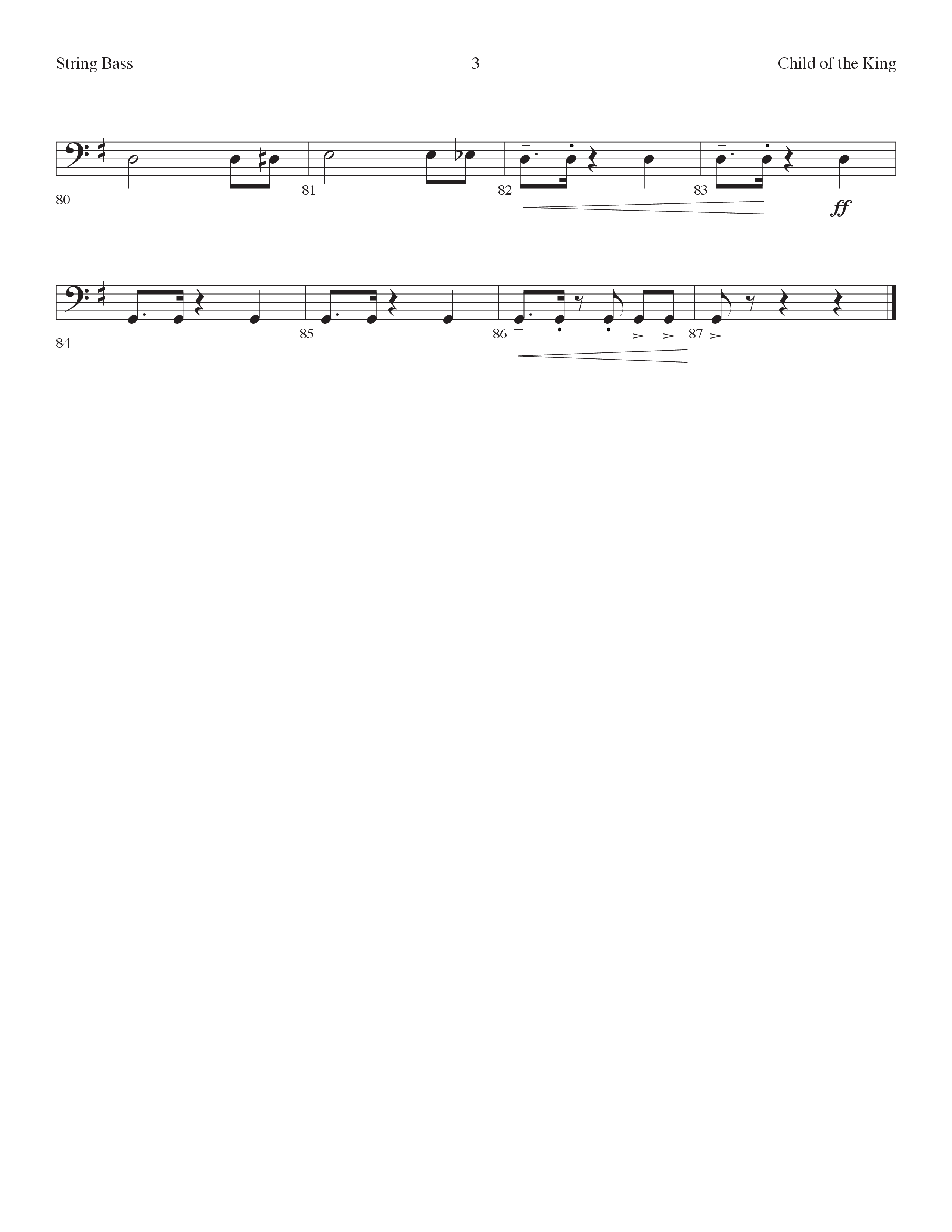 Child Of The King (Choral Anthem SATB) String Bass (Lifeway Choral / Arr. Dennis Allen)