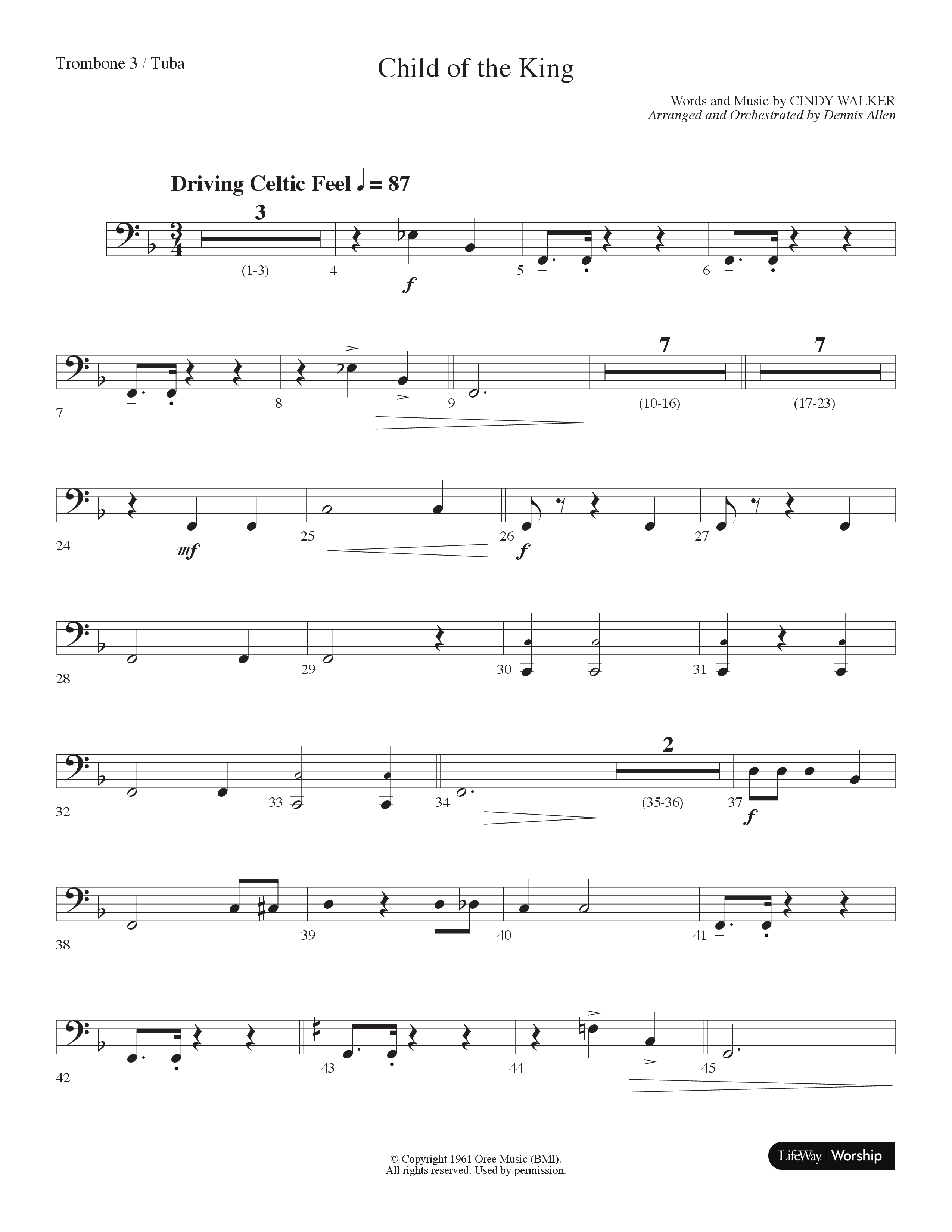 Child Of The King (Choral Anthem SATB) Trombone 3/Tuba (Lifeway Choral / Arr. Dennis Allen)