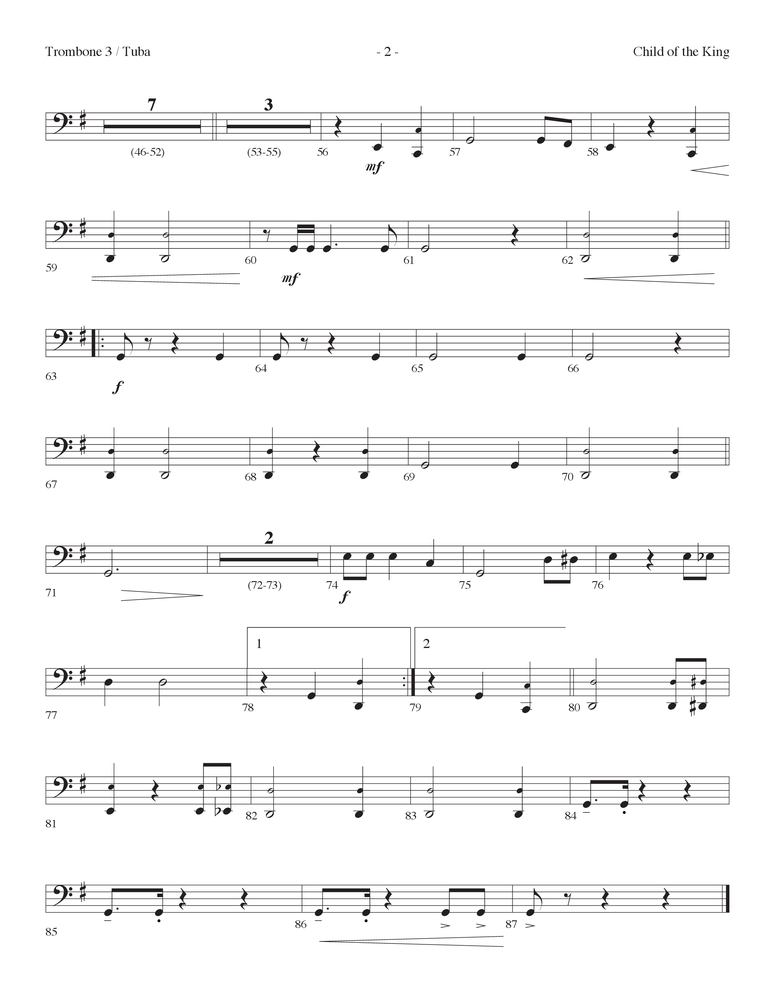 Child Of The King (Choral Anthem SATB) Trombone 3/Tuba (Lifeway Choral / Arr. Dennis Allen)