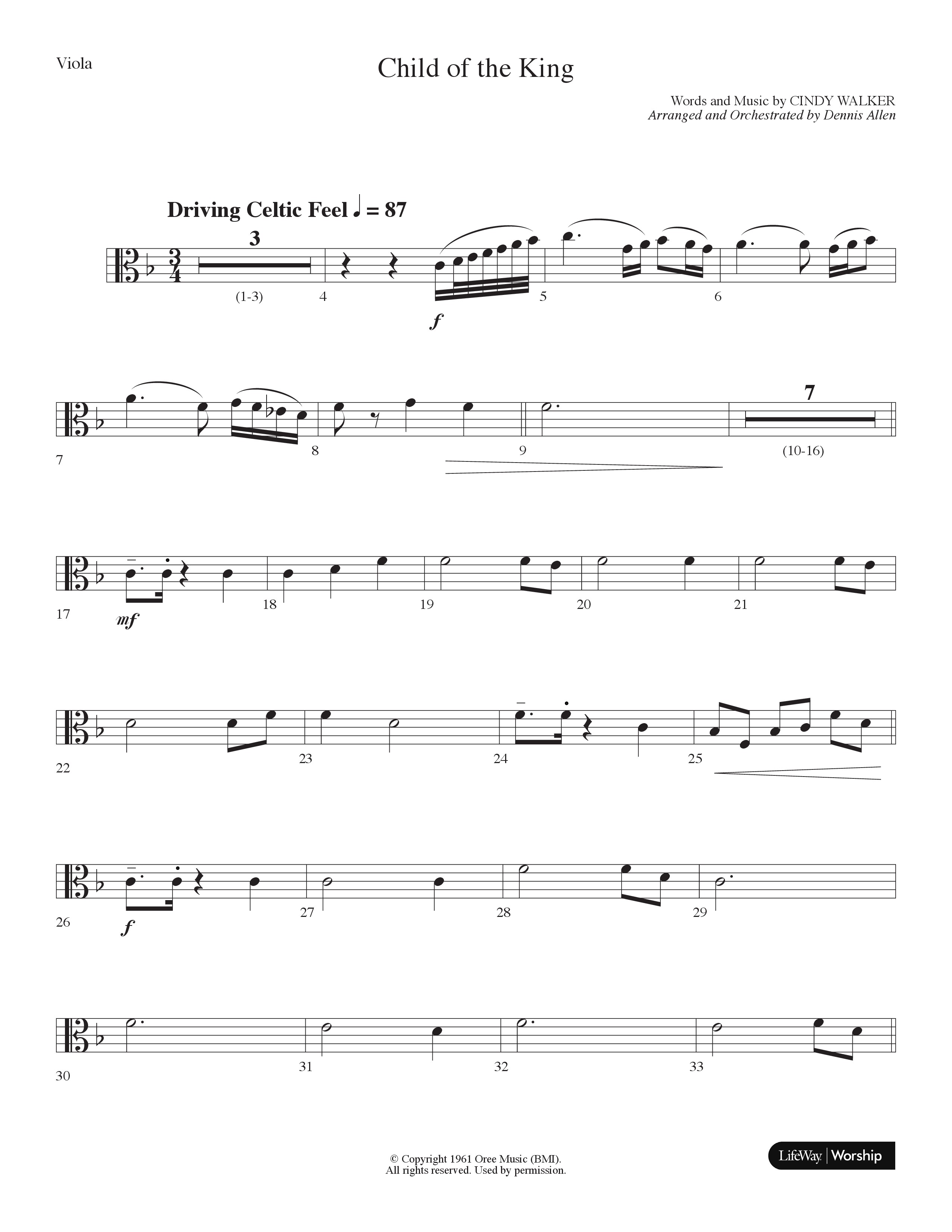 Child Of The King (Choral Anthem SATB) Viola (Lifeway Choral / Arr. Dennis Allen)