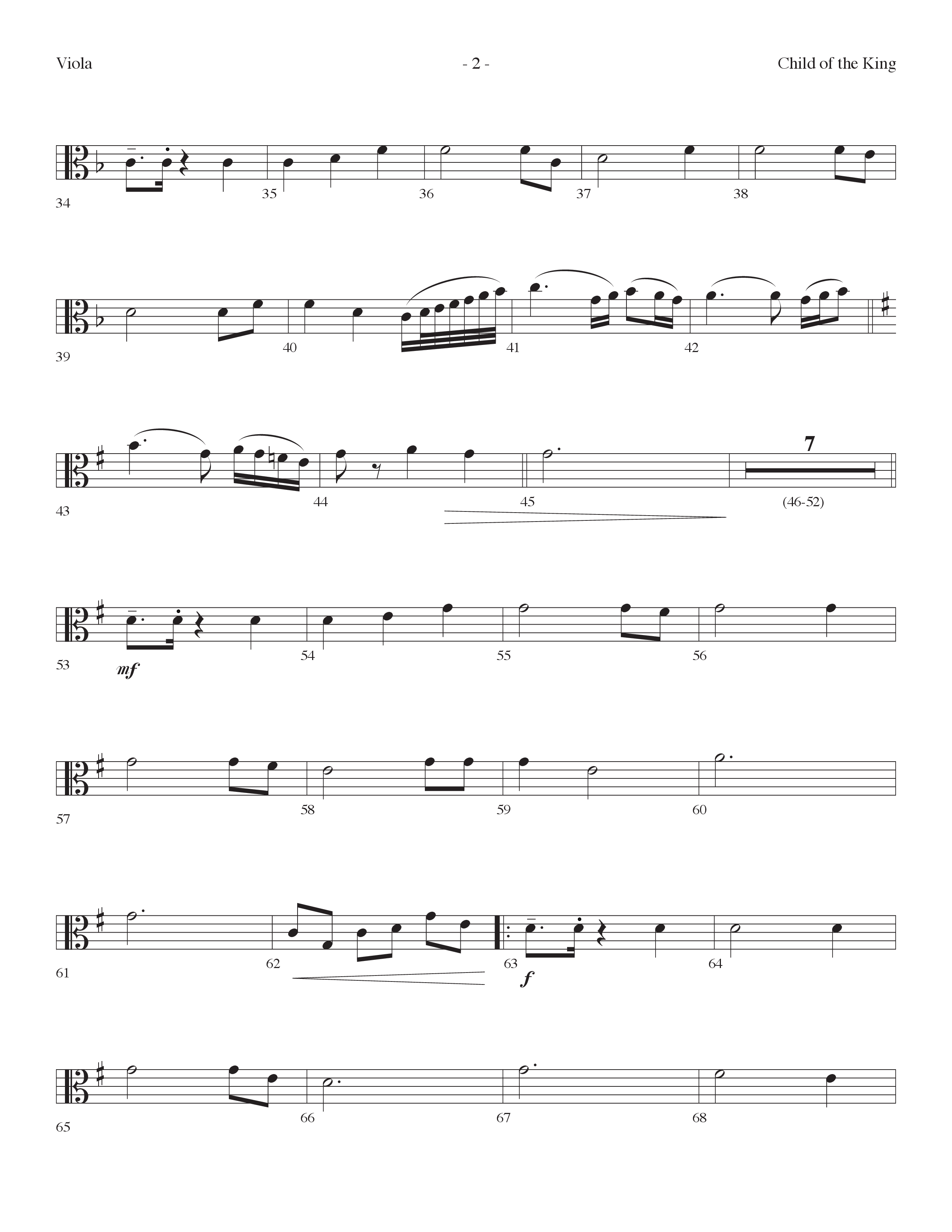 Child Of The King (Choral Anthem SATB) Viola (Lifeway Choral / Arr. Dennis Allen)