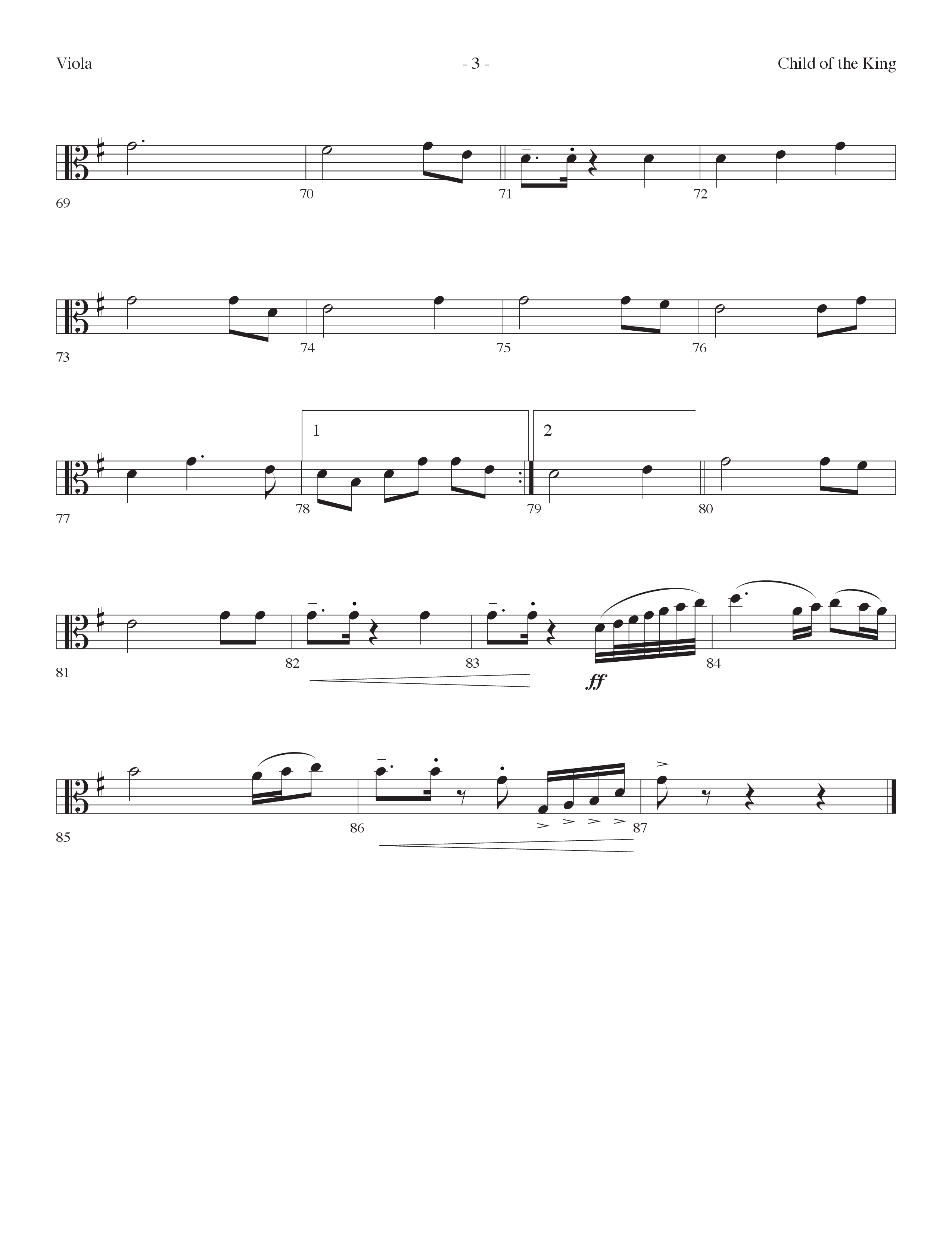 Child Of The King (Choral Anthem SATB) Viola (Lifeway Choral / Arr. Dennis Allen)
