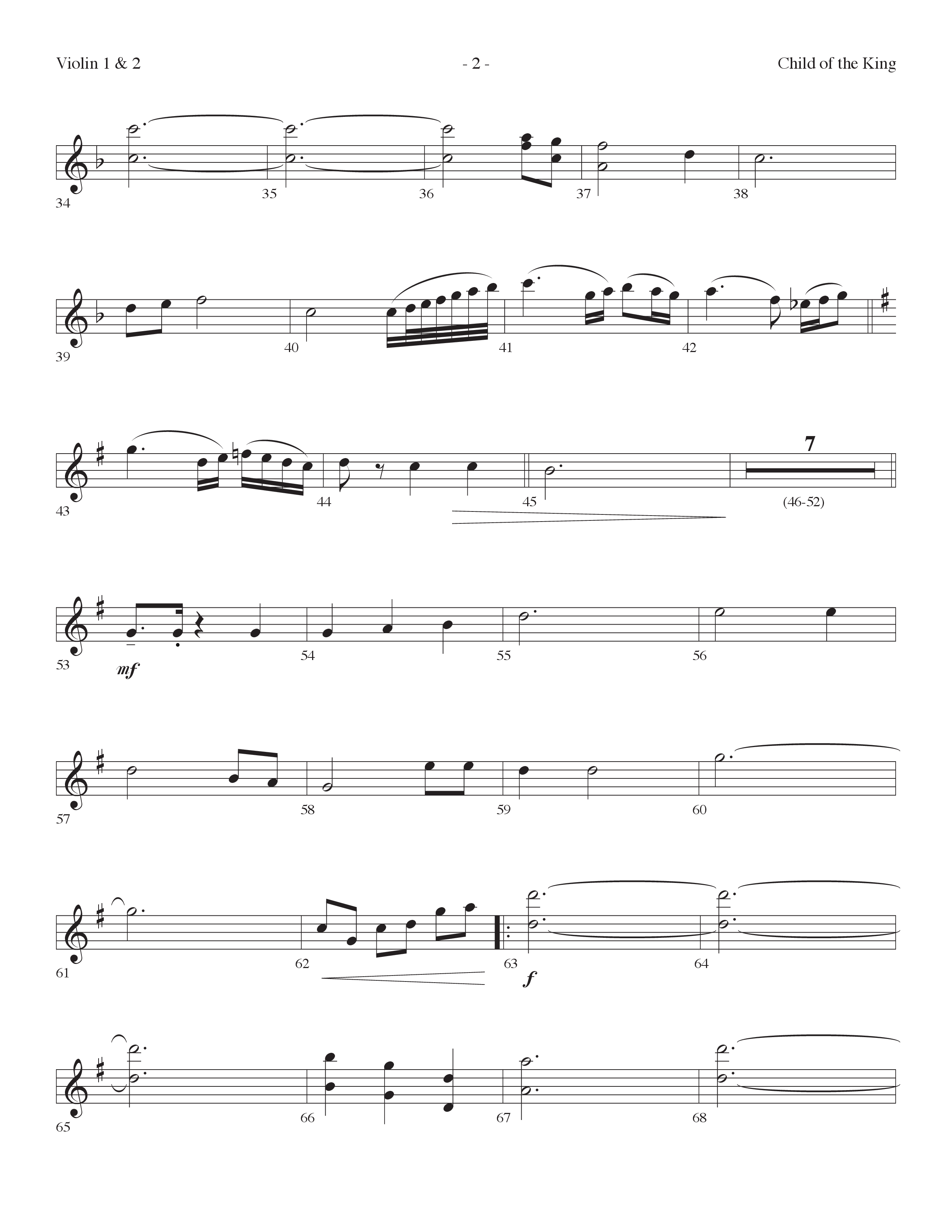 Child Of The King (Choral Anthem SATB) Violin 1/2 (Lifeway Choral / Arr. Dennis Allen)