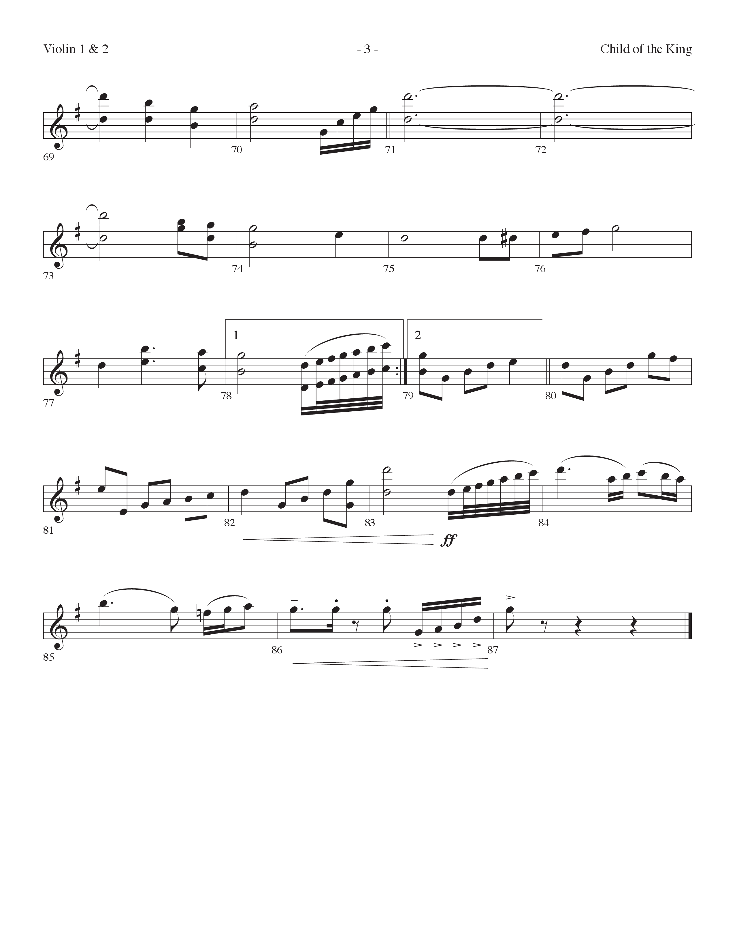Child Of The King (Choral Anthem SATB) Violin 1/2 (Lifeway Choral / Arr. Dennis Allen)