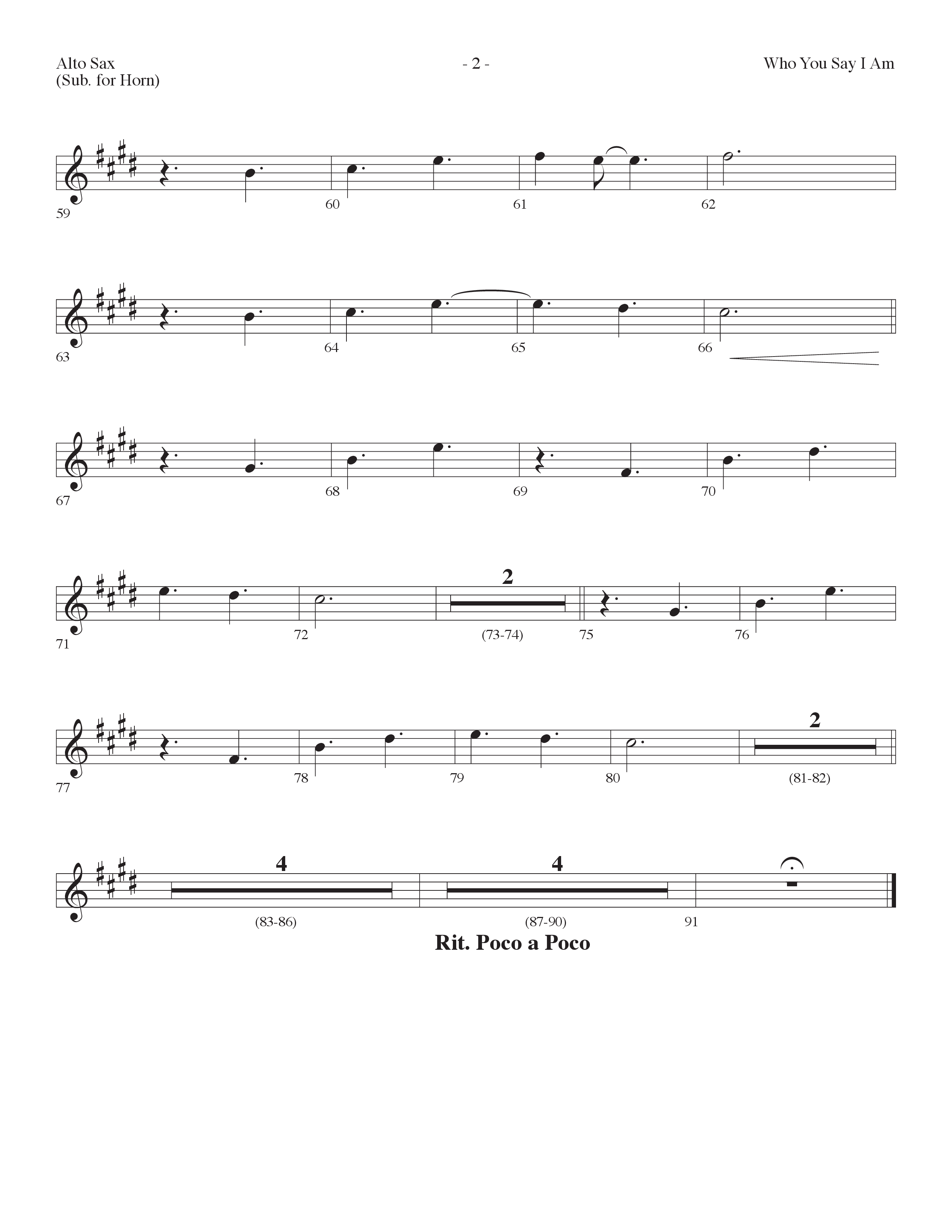 Who You Say I Am (Choral Anthem SATB) Alto Sax (Lifeway Choral / Arr. Dennis Allen)