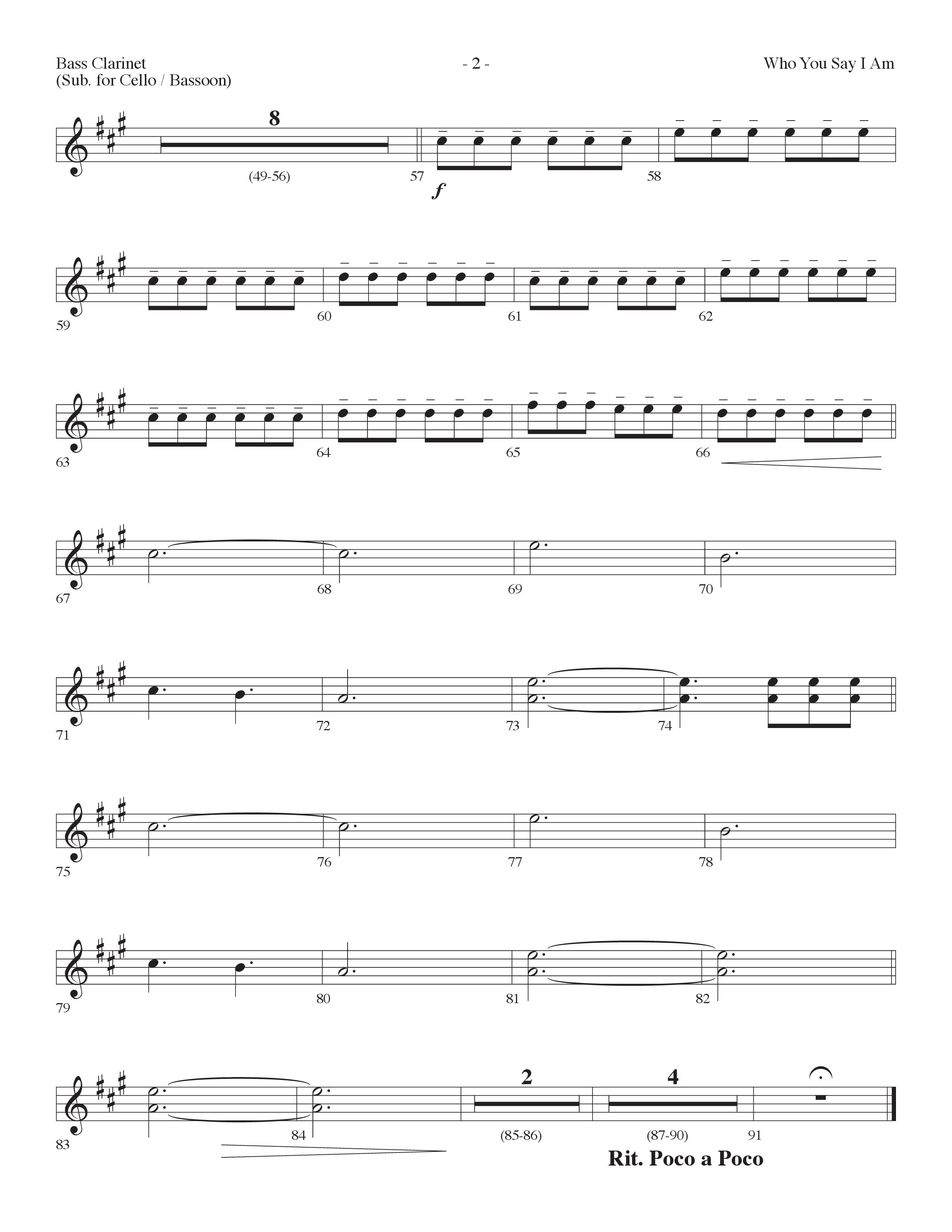 Who You Say I Am (Choral Anthem SATB) Bass Clarinet (Lifeway Choral / Arr. Dennis Allen)