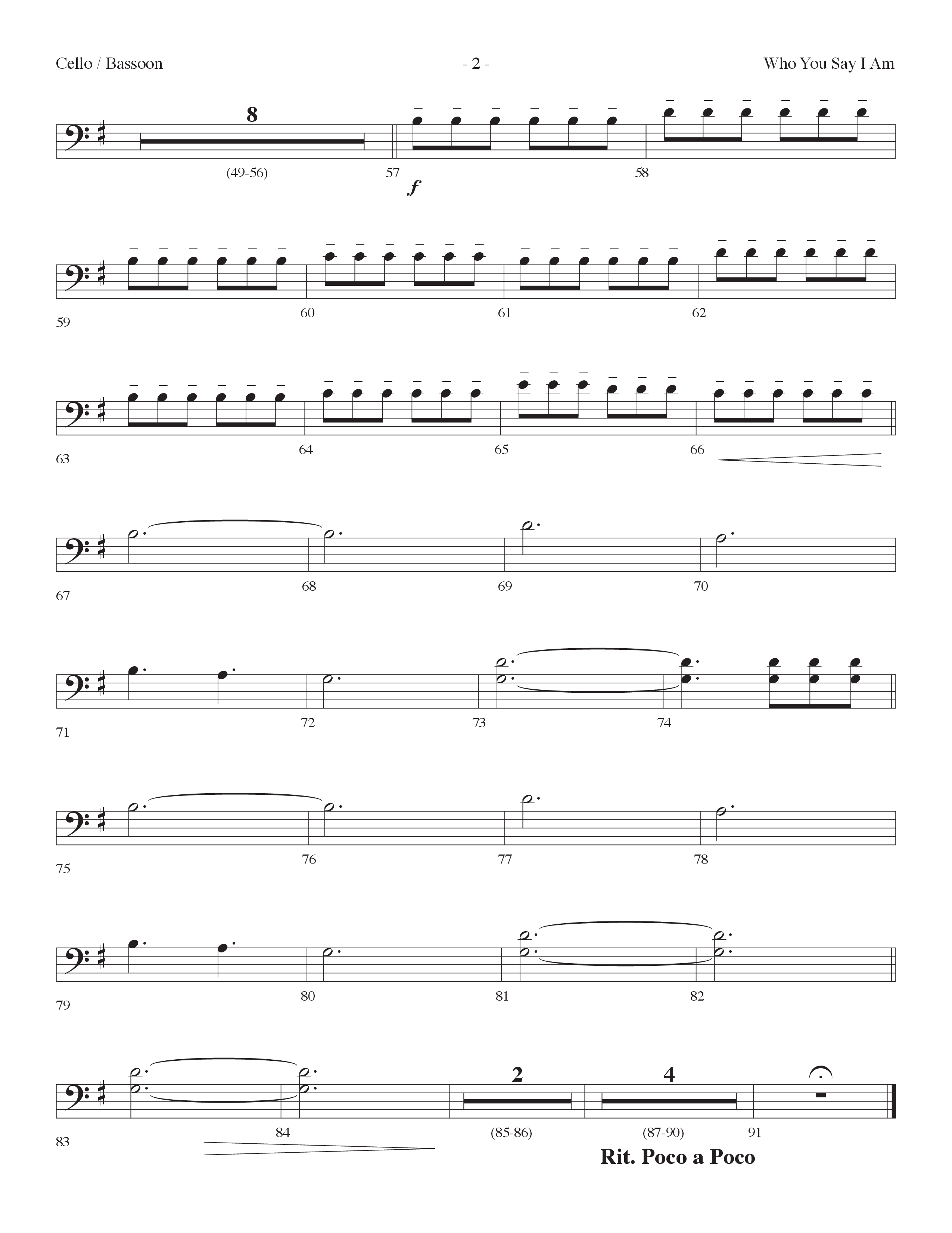 Who You Say I Am (Choral Anthem SATB) Cello (Lifeway Choral / Arr. Dennis Allen)