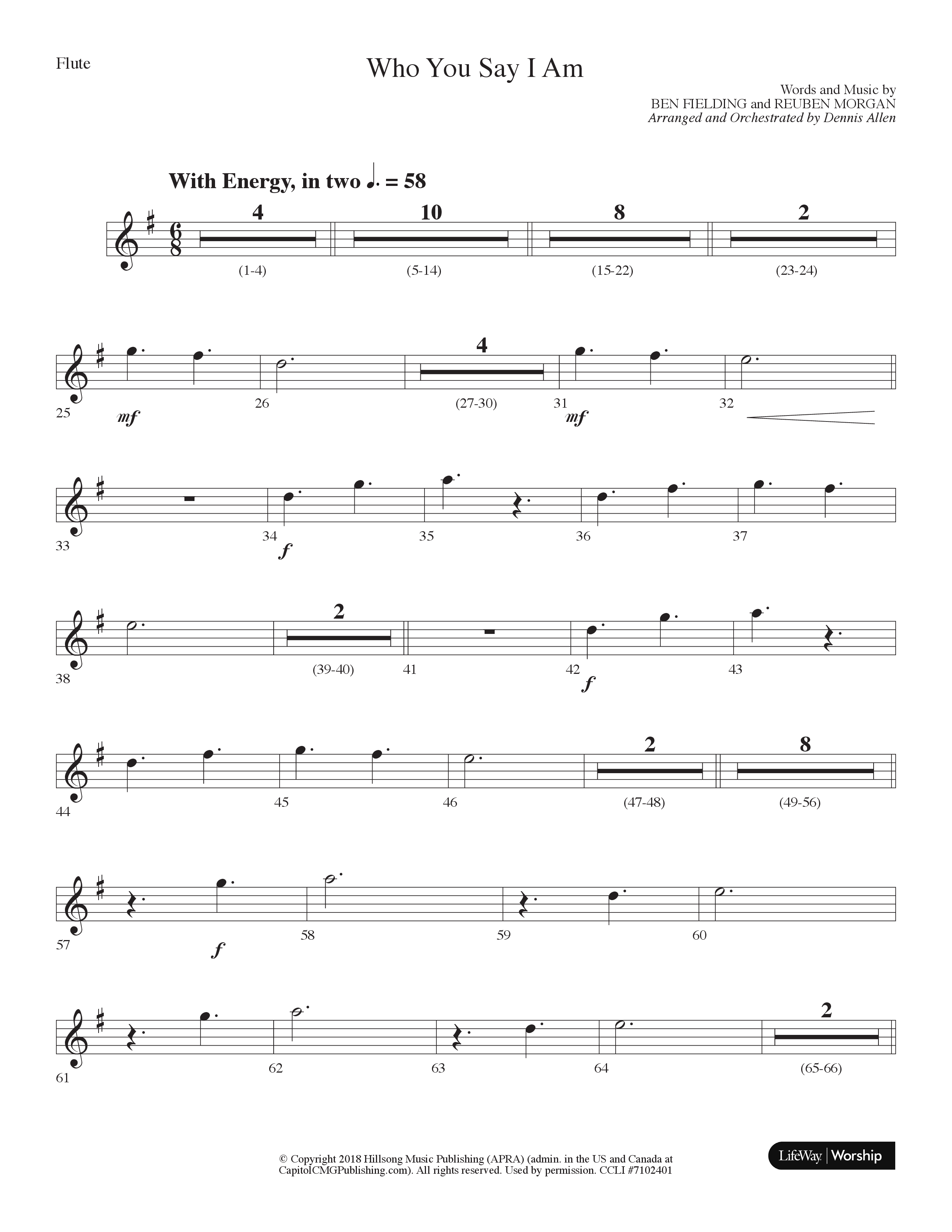 Who You Say I Am (Choral Anthem SATB) Flute (Lifeway Choral / Arr. Dennis Allen)