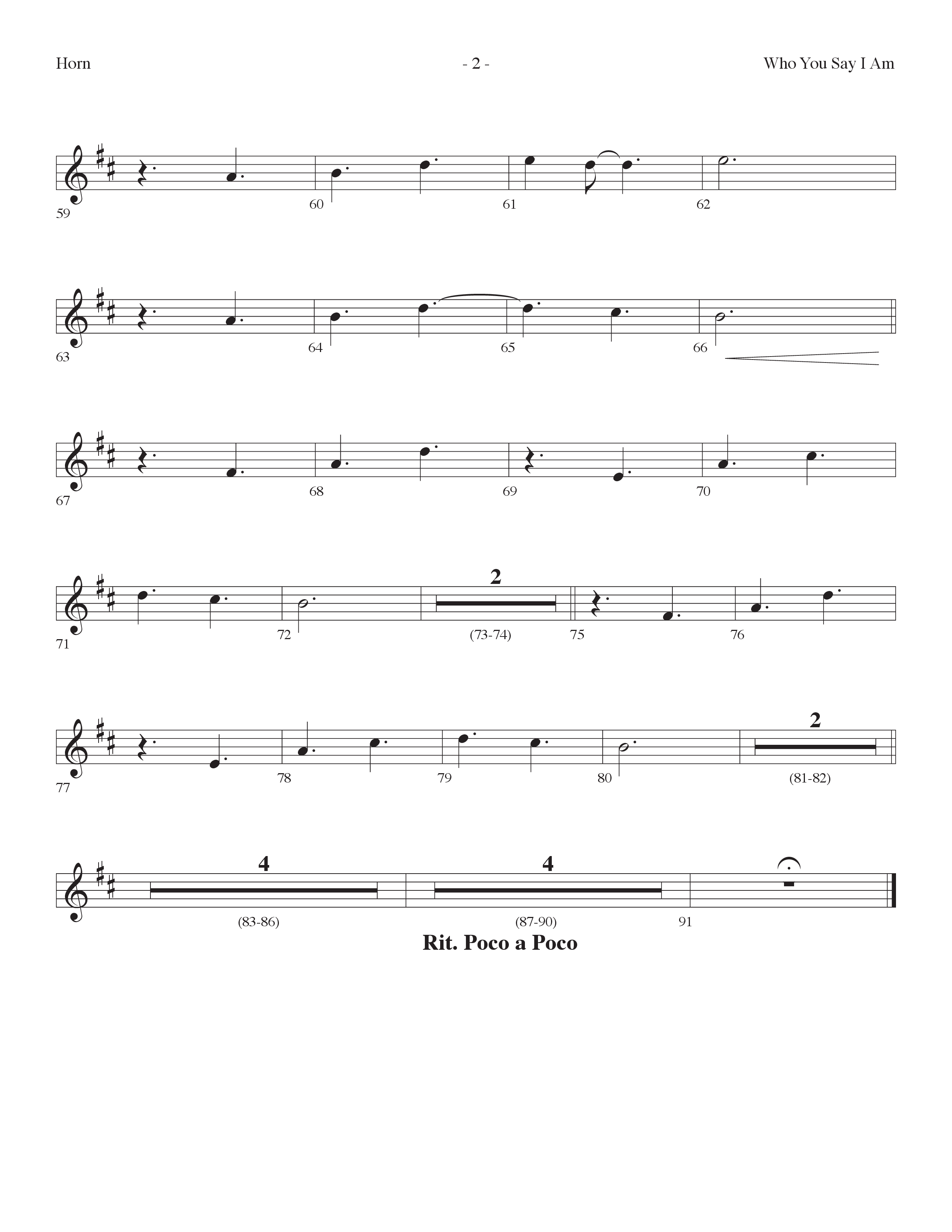 Who You Say I Am (Choral Anthem SATB) French Horn (Lifeway Choral / Arr. Dennis Allen)