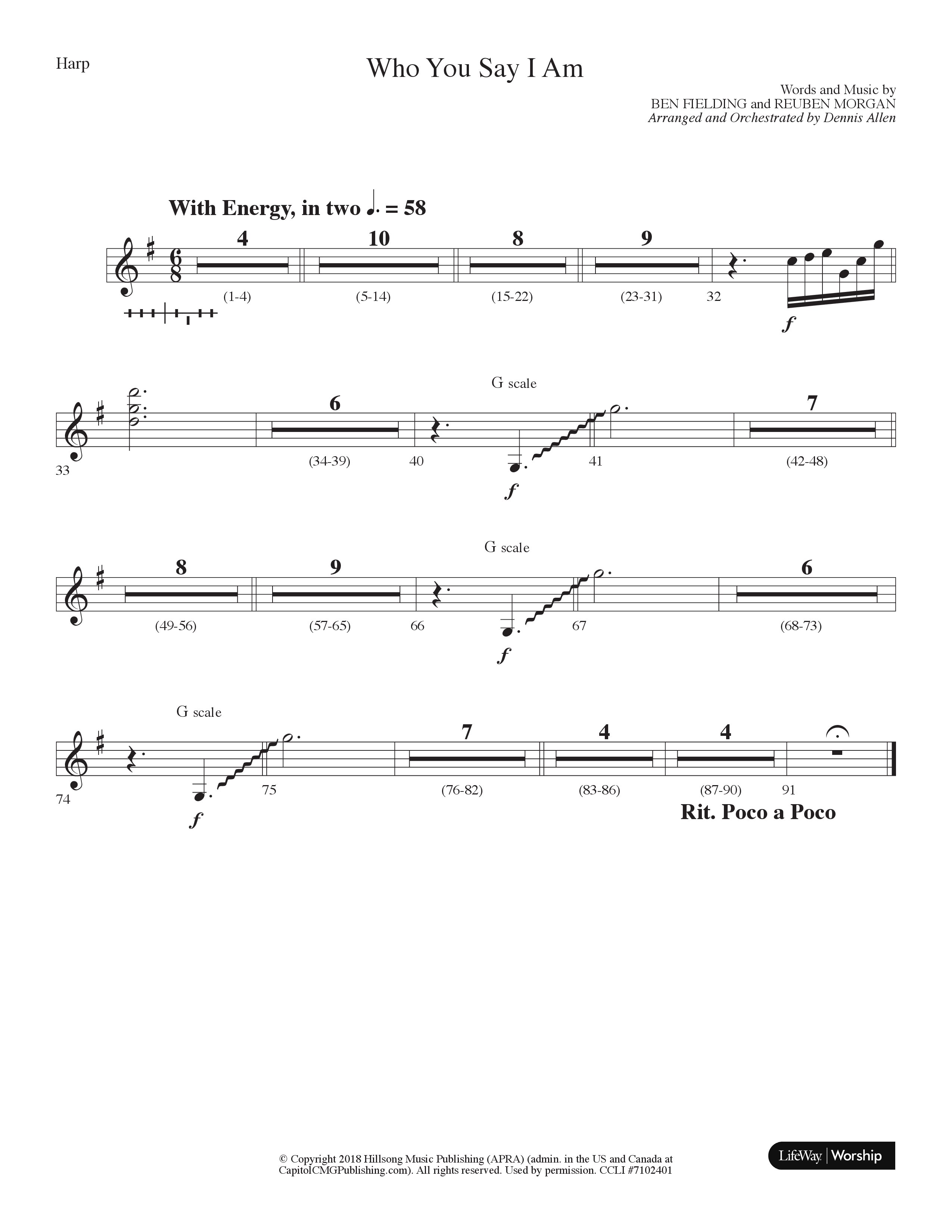 Who You Say I Am (Choral Anthem SATB) Harp (Lifeway Choral / Arr. Dennis Allen)