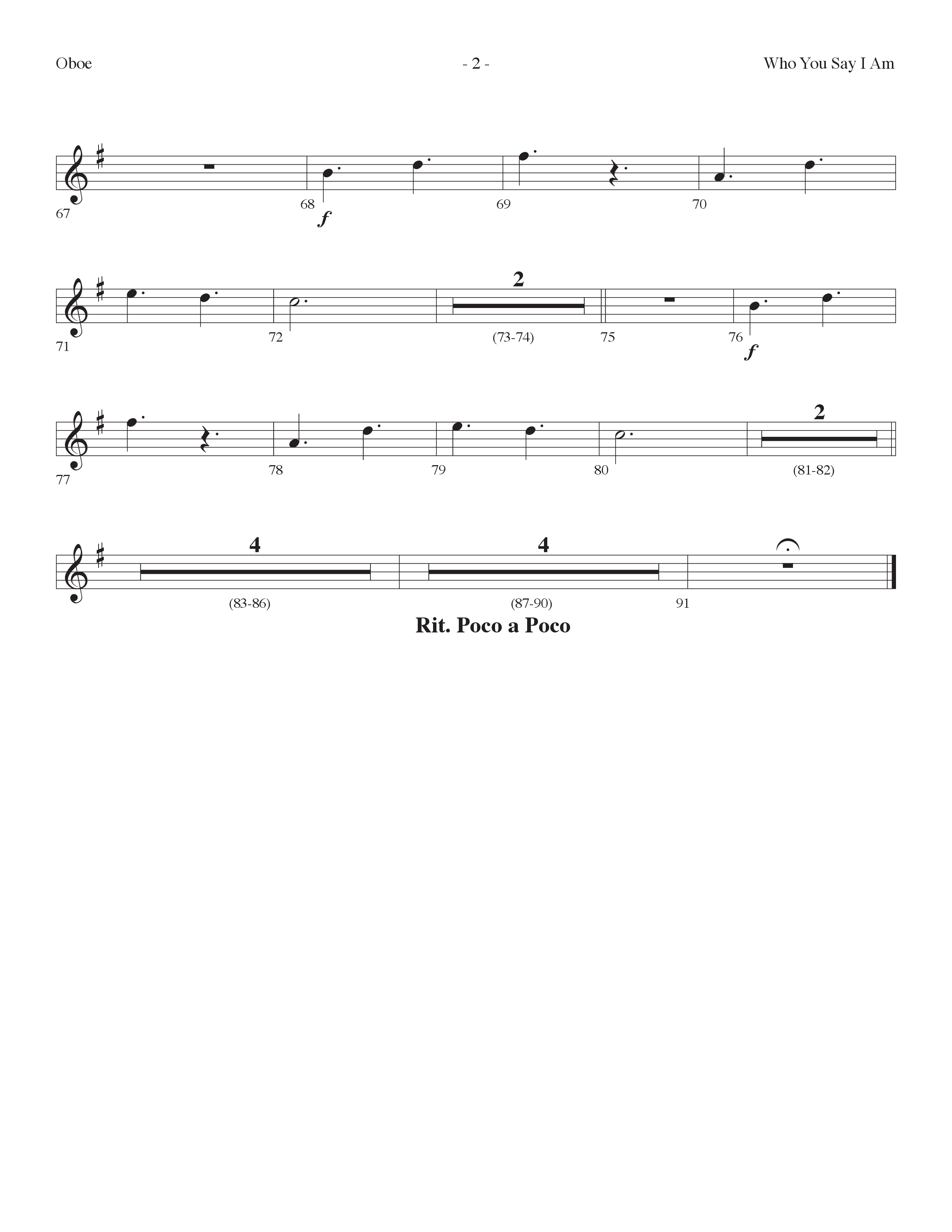 Who You Say I Am (Choral Anthem SATB) Oboe (Lifeway Choral / Arr. Dennis Allen)