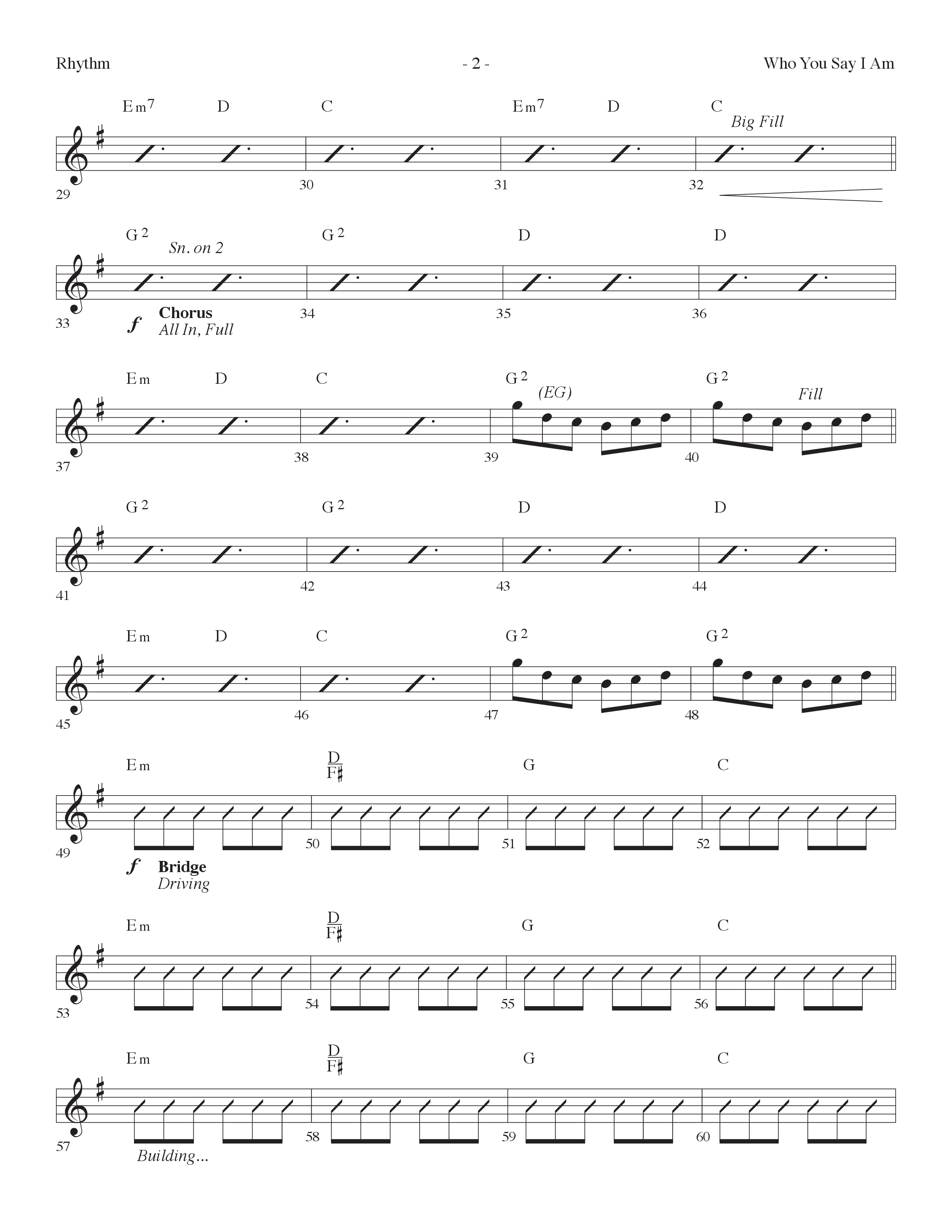 Who You Say I Am (Choral Anthem SATB) Rhythm Chart (Lifeway Choral / Arr. Dennis Allen)