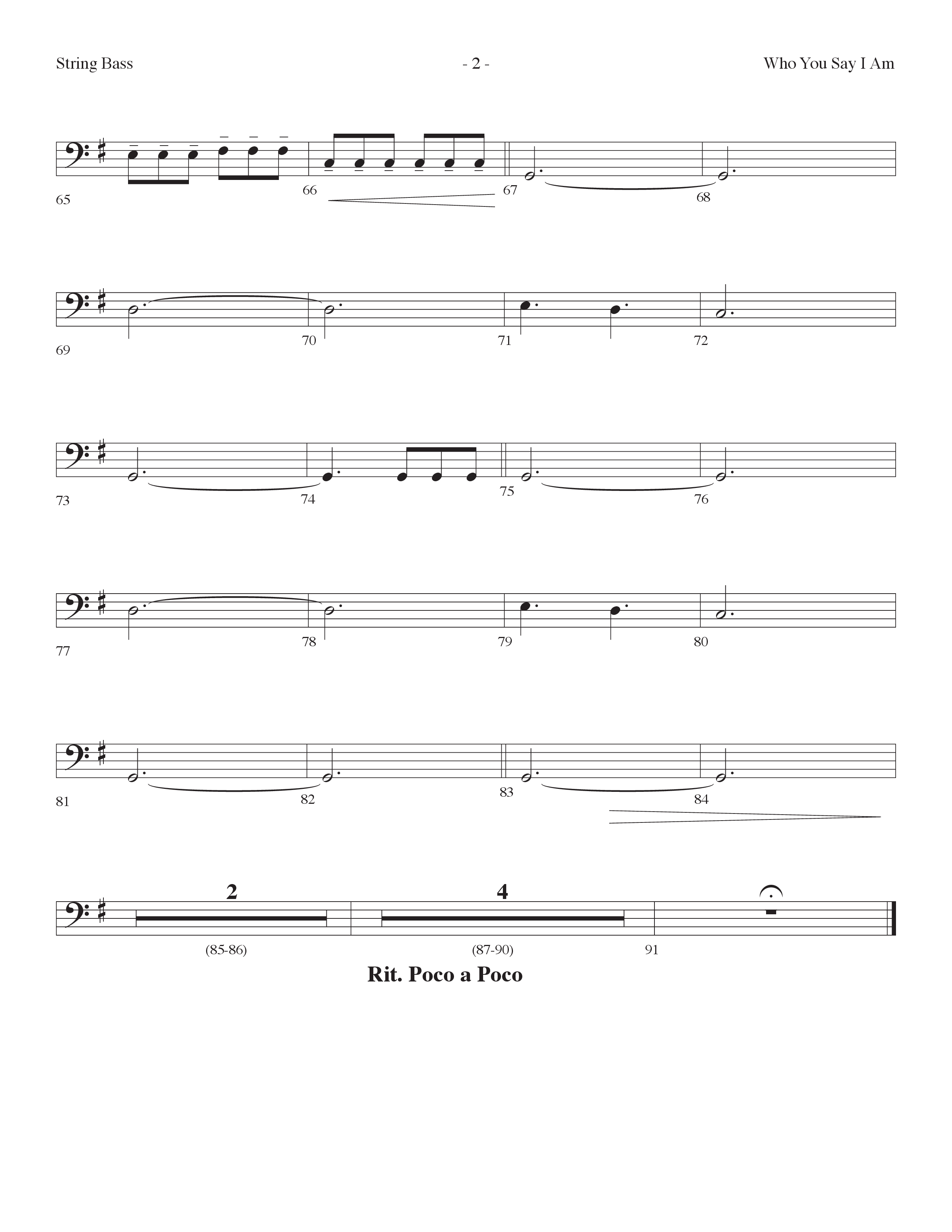 Who You Say I Am (Choral Anthem SATB) String Bass (Lifeway Choral / Arr. Dennis Allen)