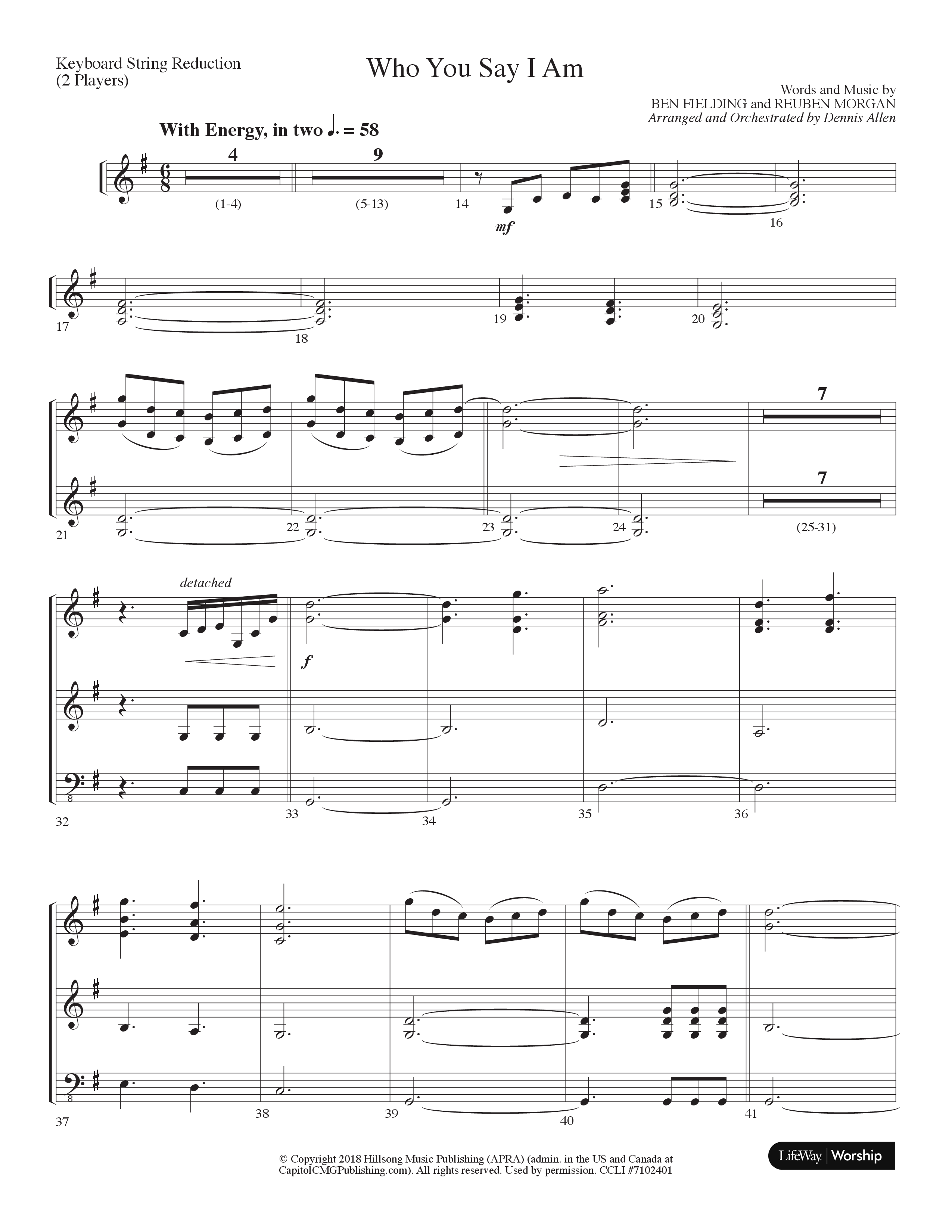 Who You Say I Am (Choral Anthem SATB) String Reduction (Lifeway Choral / Arr. Dennis Allen)