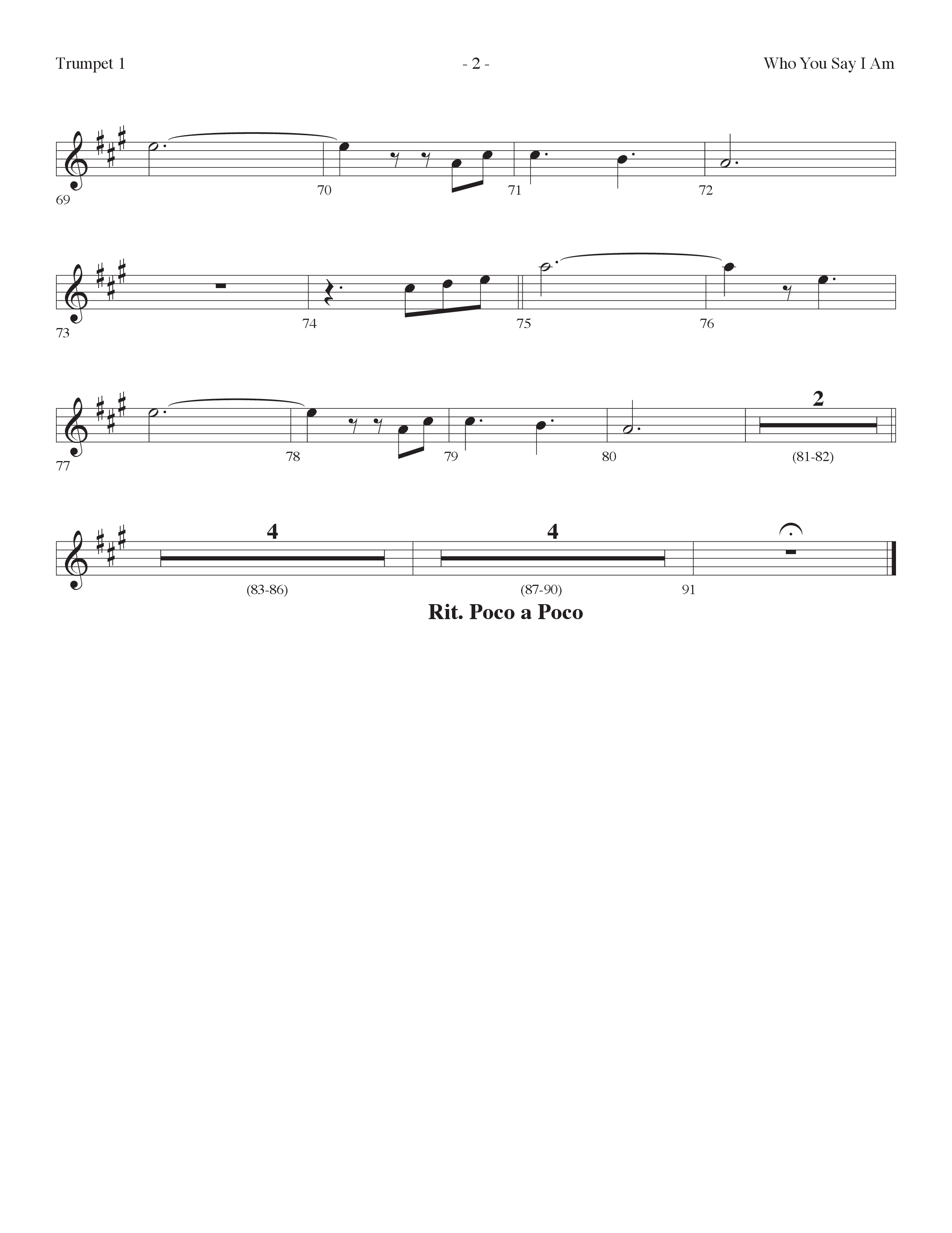Who You Say I Am (Choral Anthem SATB) Trumpet 1 (Lifeway Choral / Arr. Dennis Allen)
