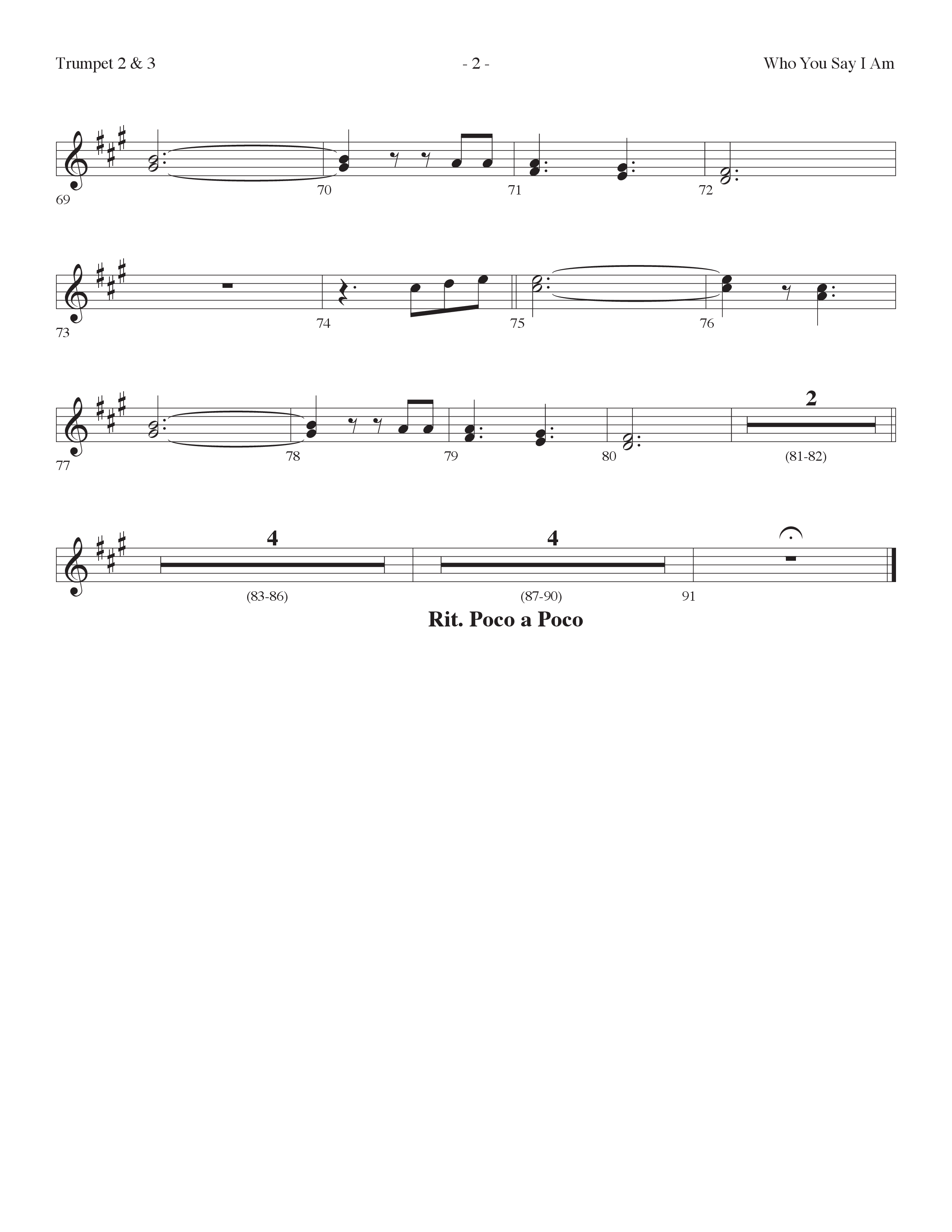 Who You Say I Am (Choral Anthem SATB) Trumpet 2/3 (Lifeway Choral / Arr. Dennis Allen)