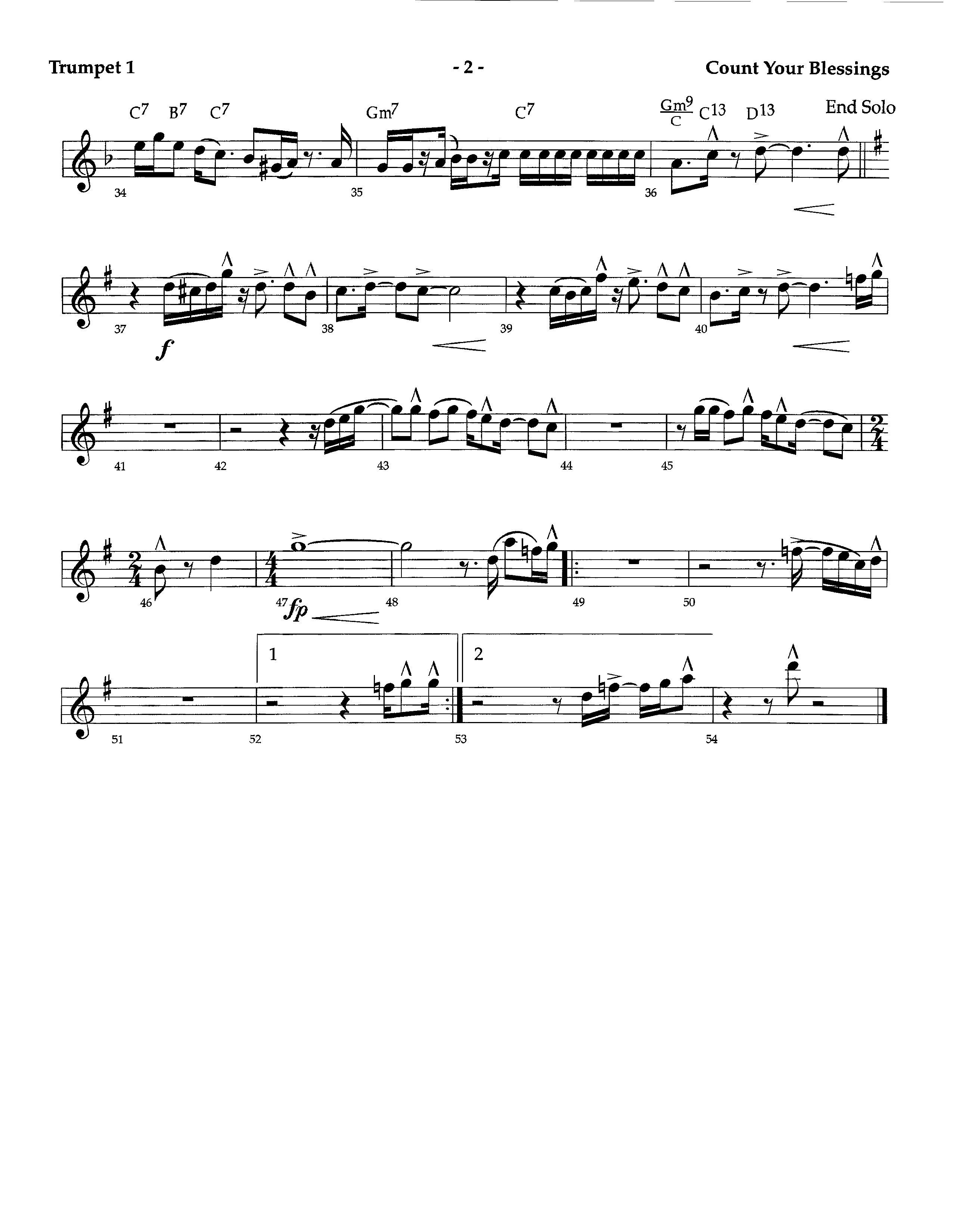 Count Your Blessings (Instrumental) Trumpet 1 (Lifeway Worship / Arr. Richard Kingsmore)