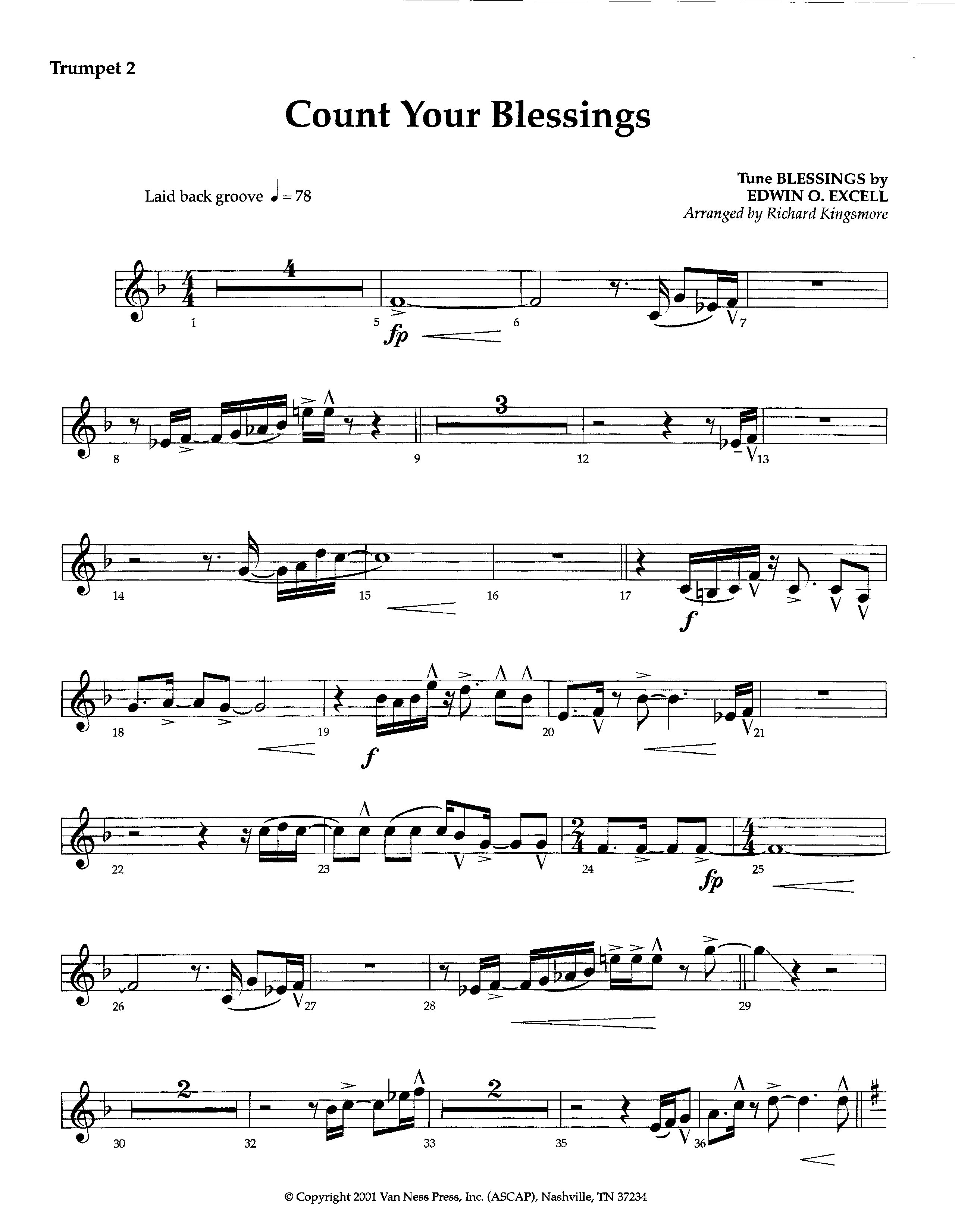 Count Your Blessings (Instrumental) Trumpet 2 (Lifeway Worship / Arr. Richard Kingsmore)