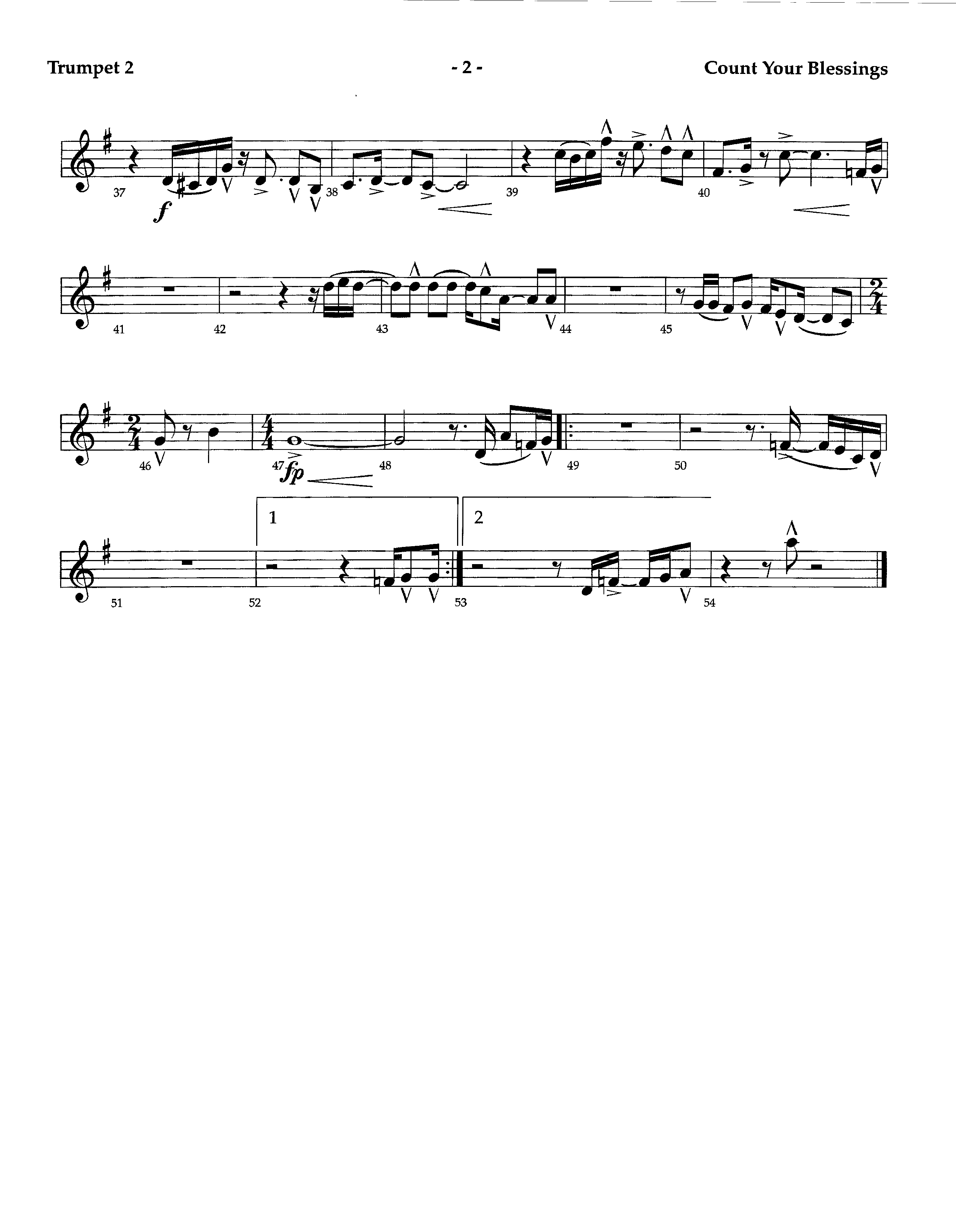 Count Your Blessings (Instrumental) Trumpet 2 (Lifeway Worship / Arr. Richard Kingsmore)