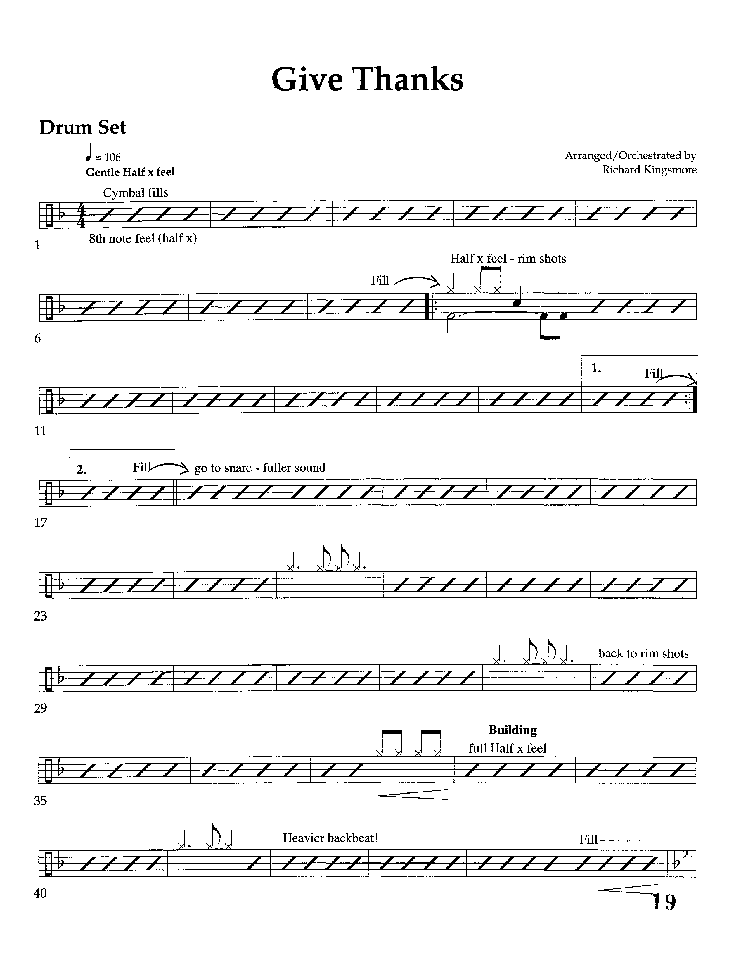 Give Thanks (Instrumental) Drum Set (Lifeway Worship / Arr. Richard Kingsmore)