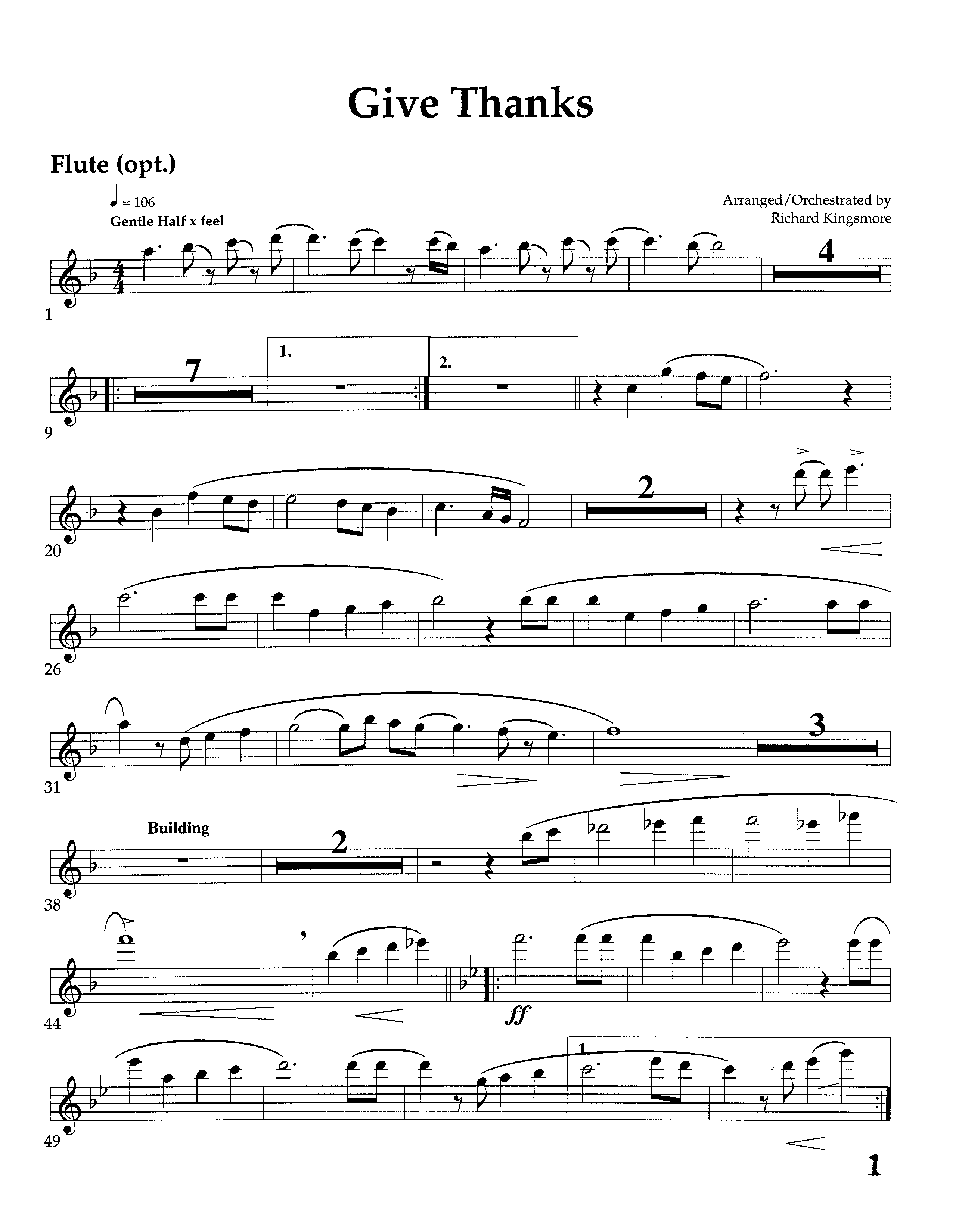 Give Thanks (Instrumental) Flute (Lifeway Worship / Arr. Richard Kingsmore)
