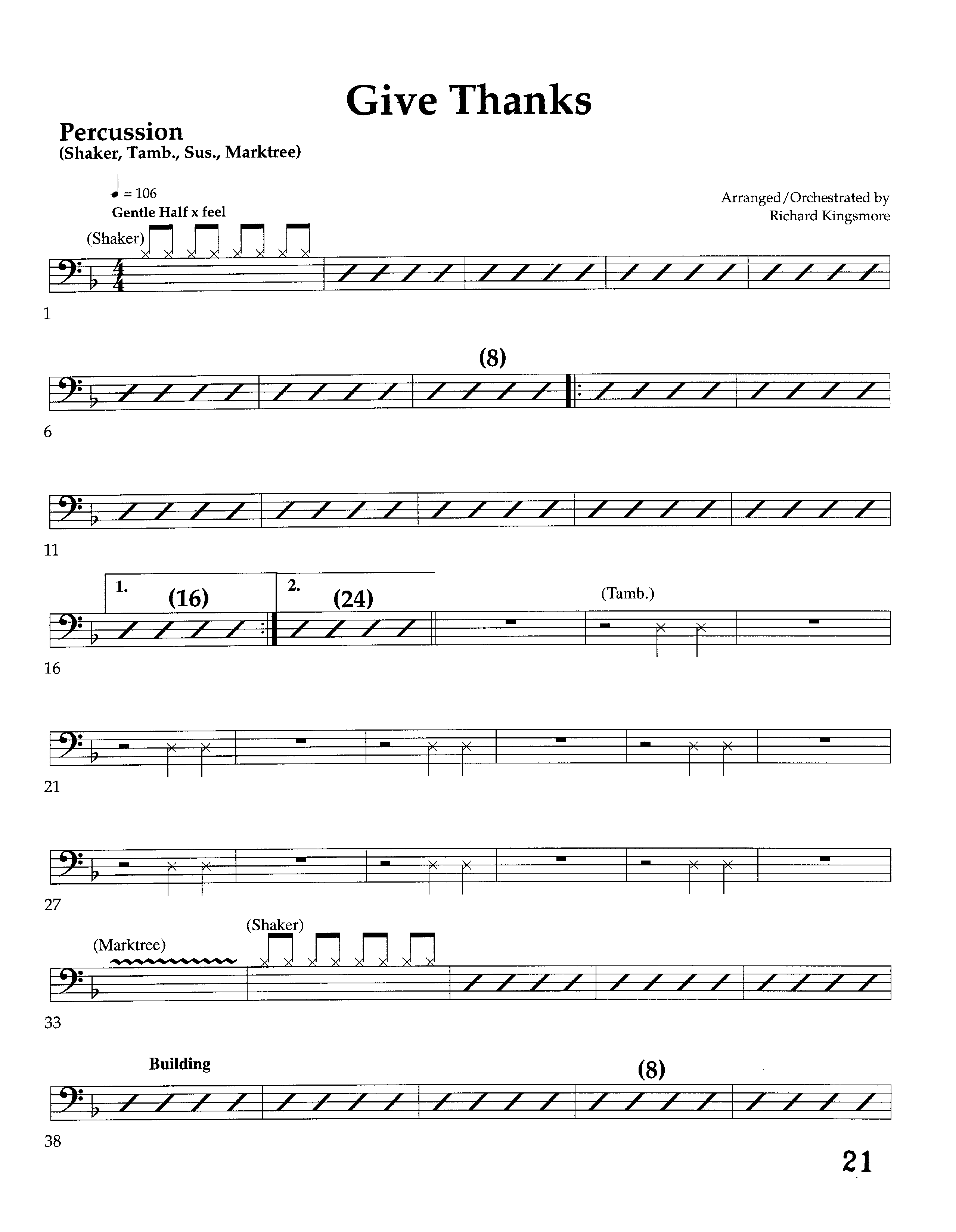 Give Thanks (Instrumental) Percussion (Lifeway Worship / Arr. Richard Kingsmore)