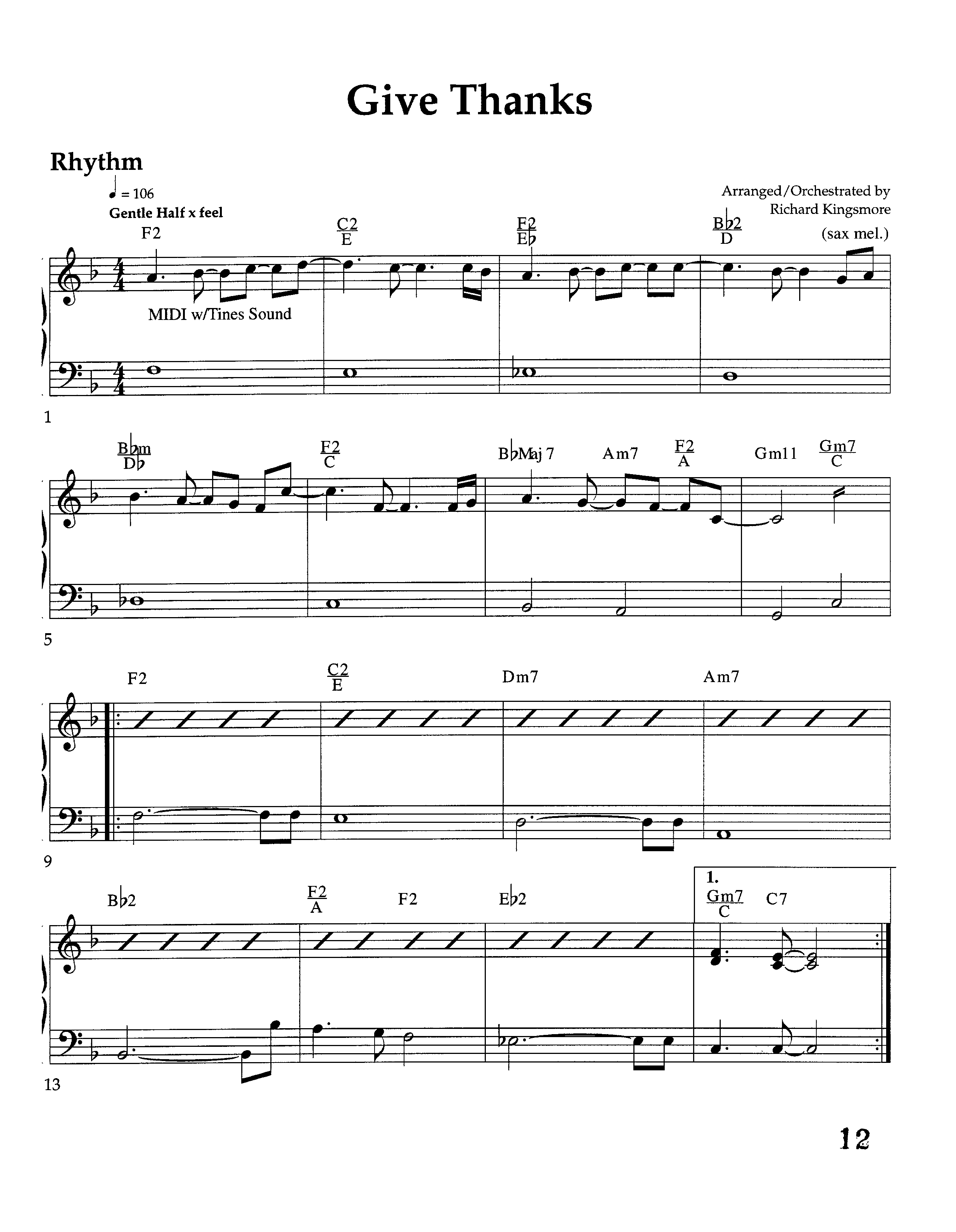Give Thanks (Instrumental) Rhythm Chart (Lifeway Worship / Arr. Richard Kingsmore)