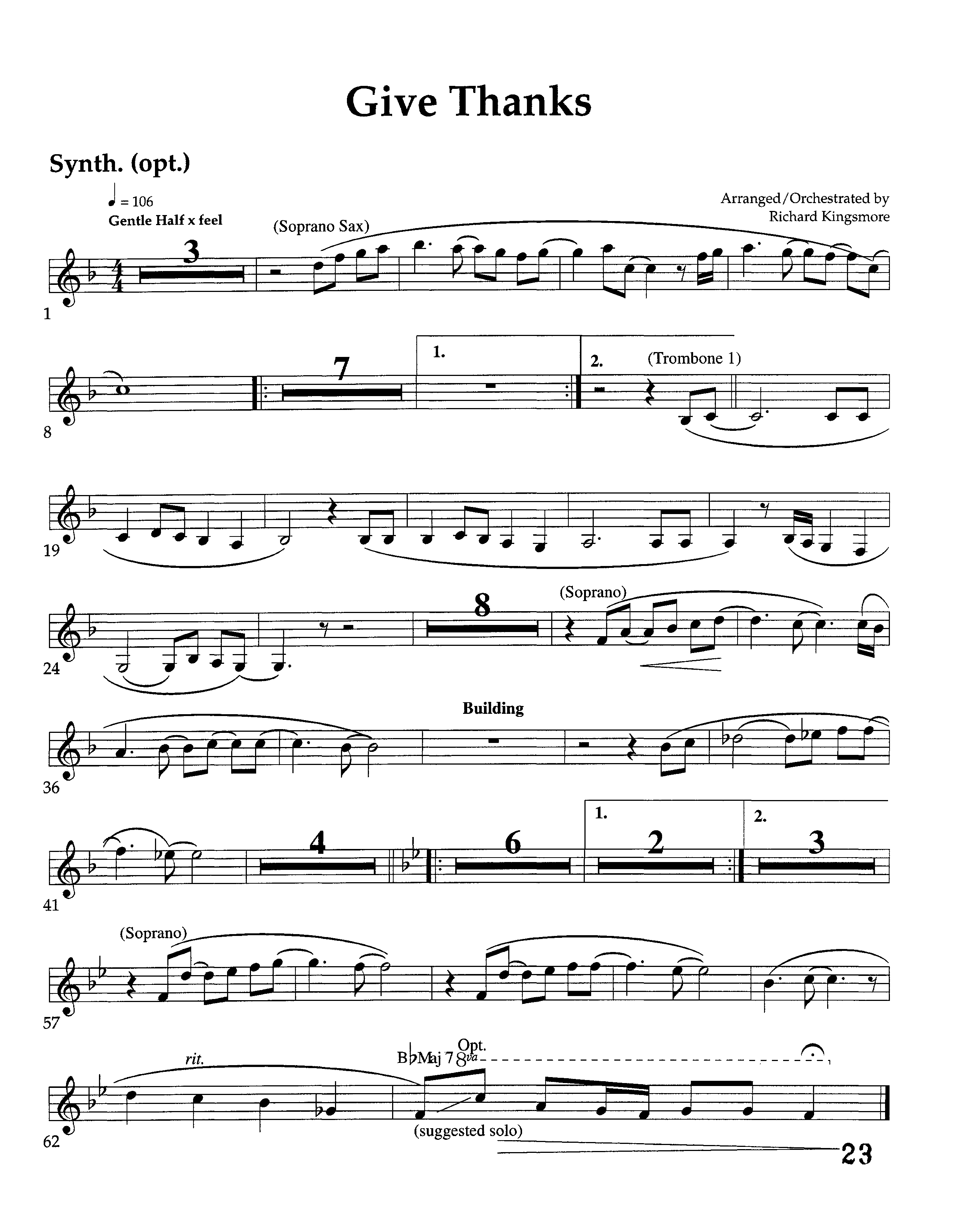 Give Thanks (Instrumental) Synth (Lifeway Worship / Arr. Richard Kingsmore)