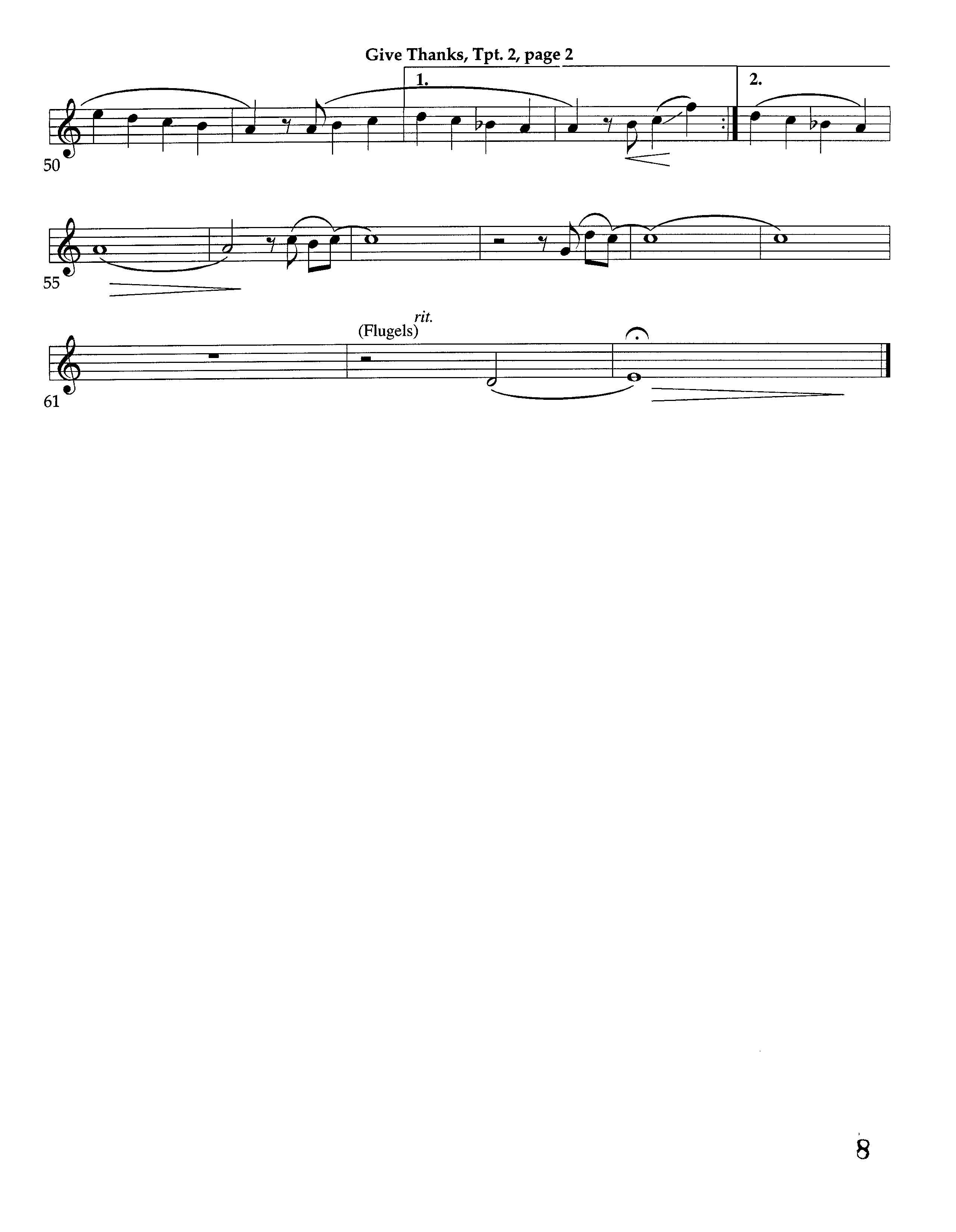 Give Thanks (Instrumental) Trumpet 2 (Lifeway Worship / Arr. Richard Kingsmore)