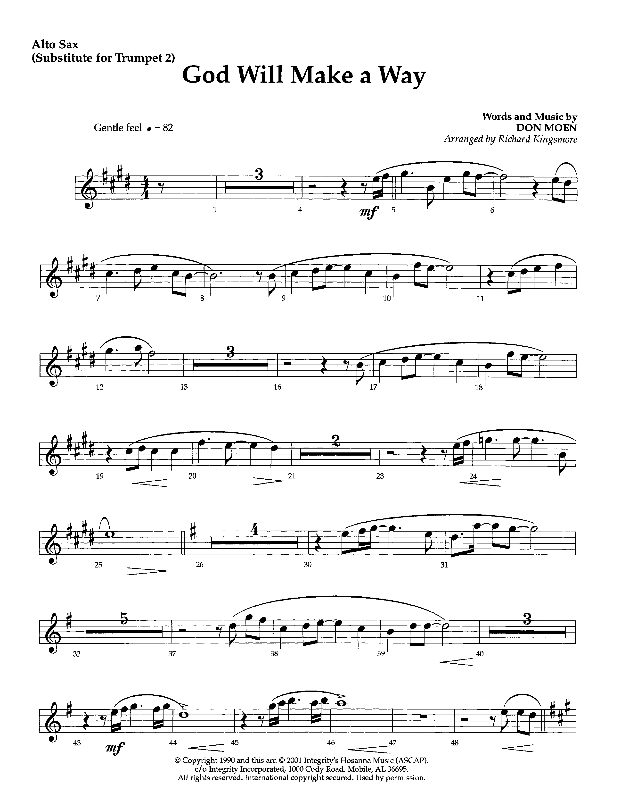 God Will Make A Way (Instrumental) Alto Sax (Lifeway Worship / Arr. Richard Kingsmore)