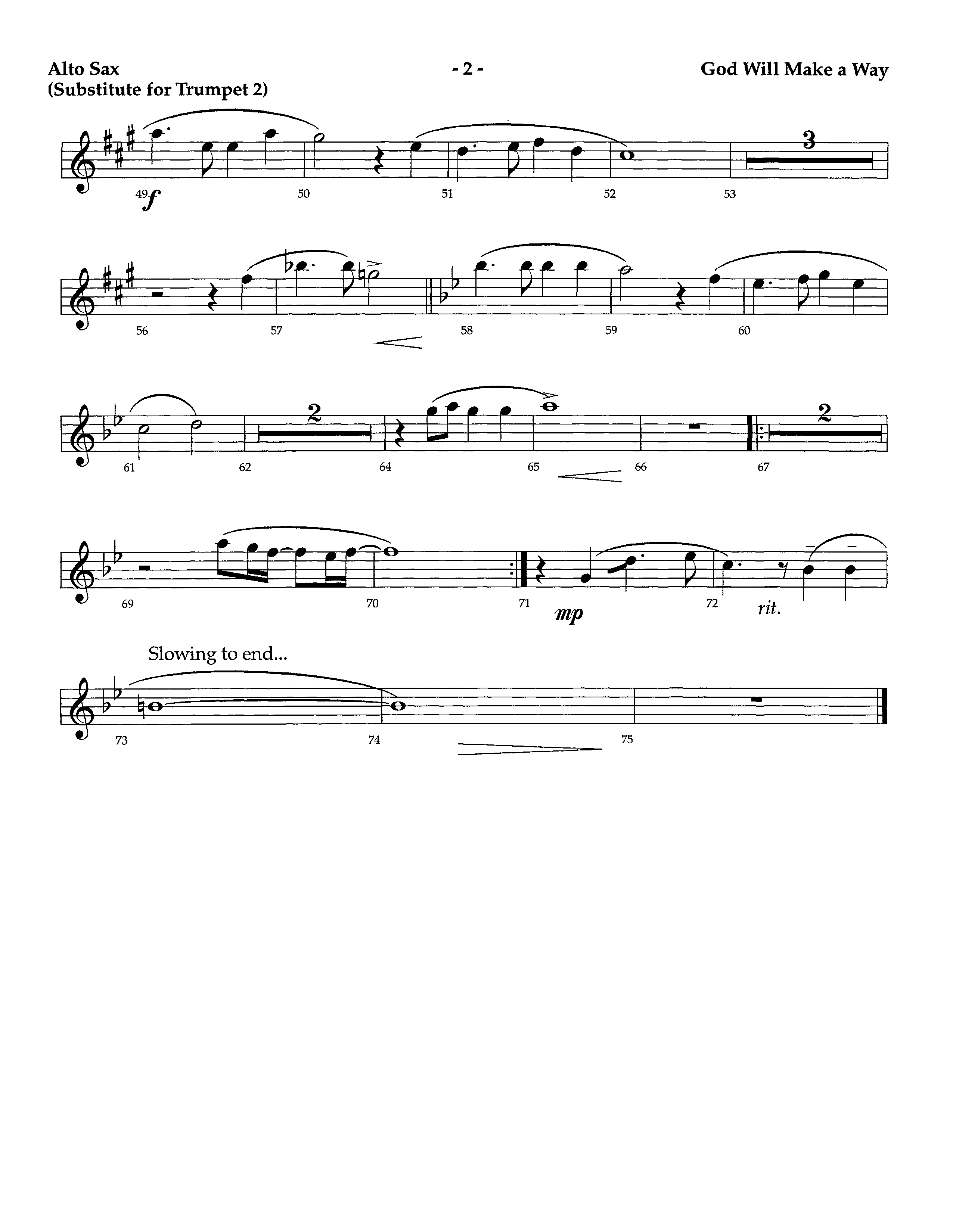 God Will Make A Way (Instrumental) Alto Sax (Lifeway Worship / Arr. Richard Kingsmore)