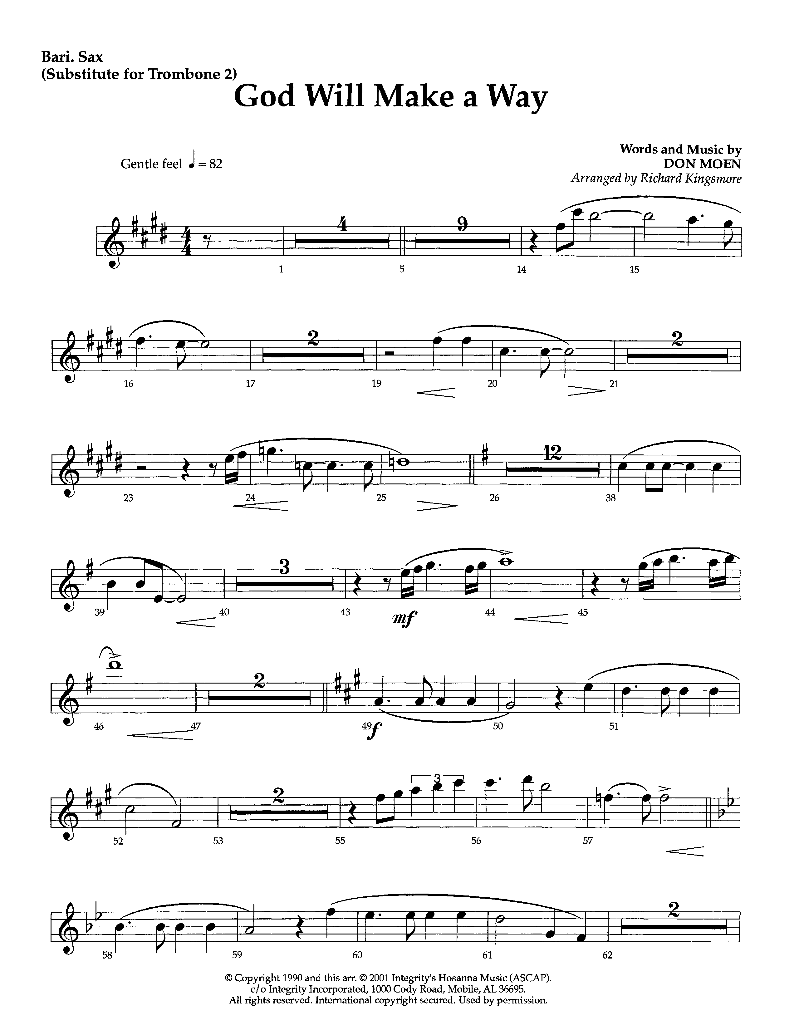 God Will Make A Way (Instrumental) Bari Sax (Lifeway Worship / Arr. Richard Kingsmore)