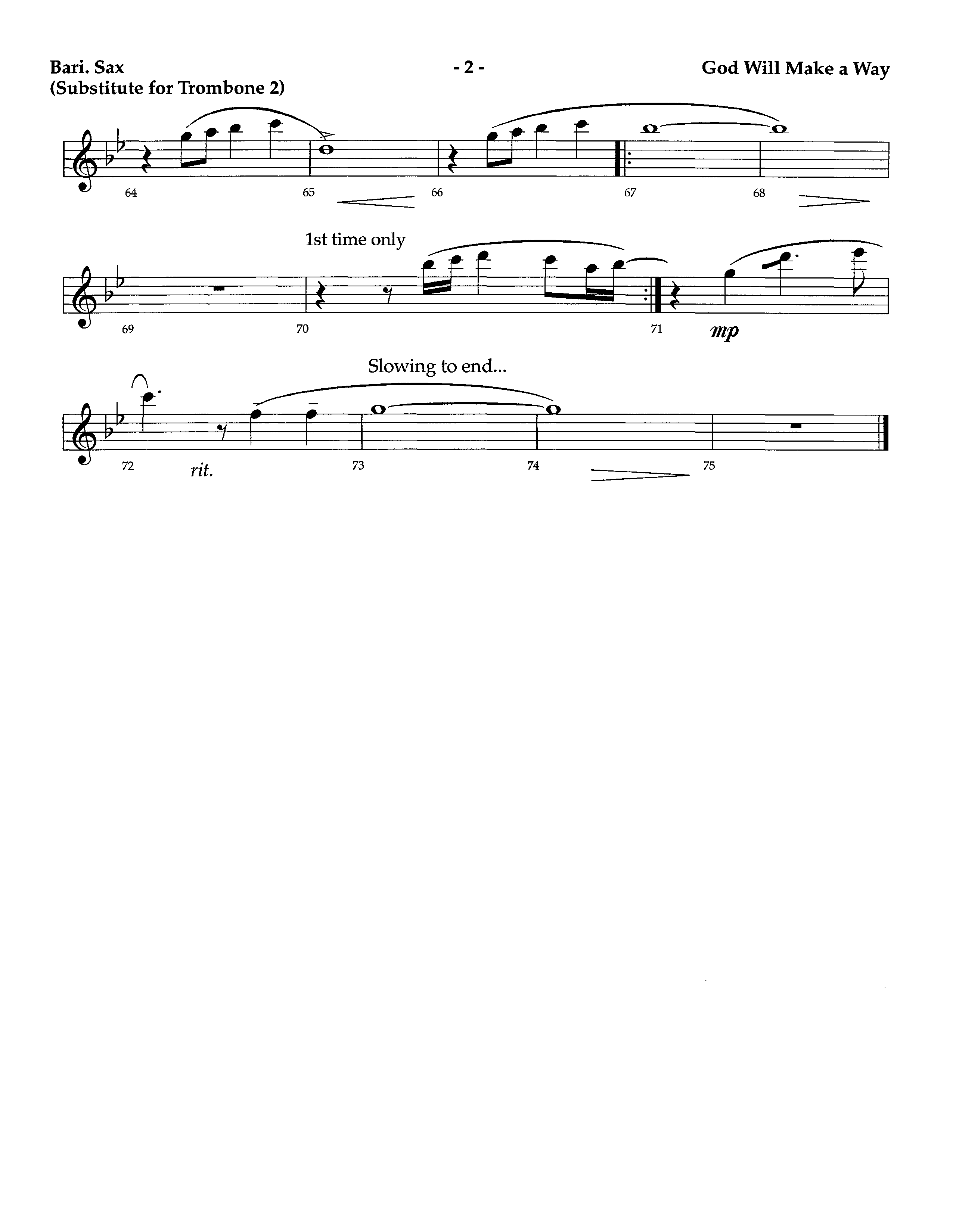 God Will Make A Way (Instrumental) Bari Sax (Lifeway Worship / Arr. Richard Kingsmore)