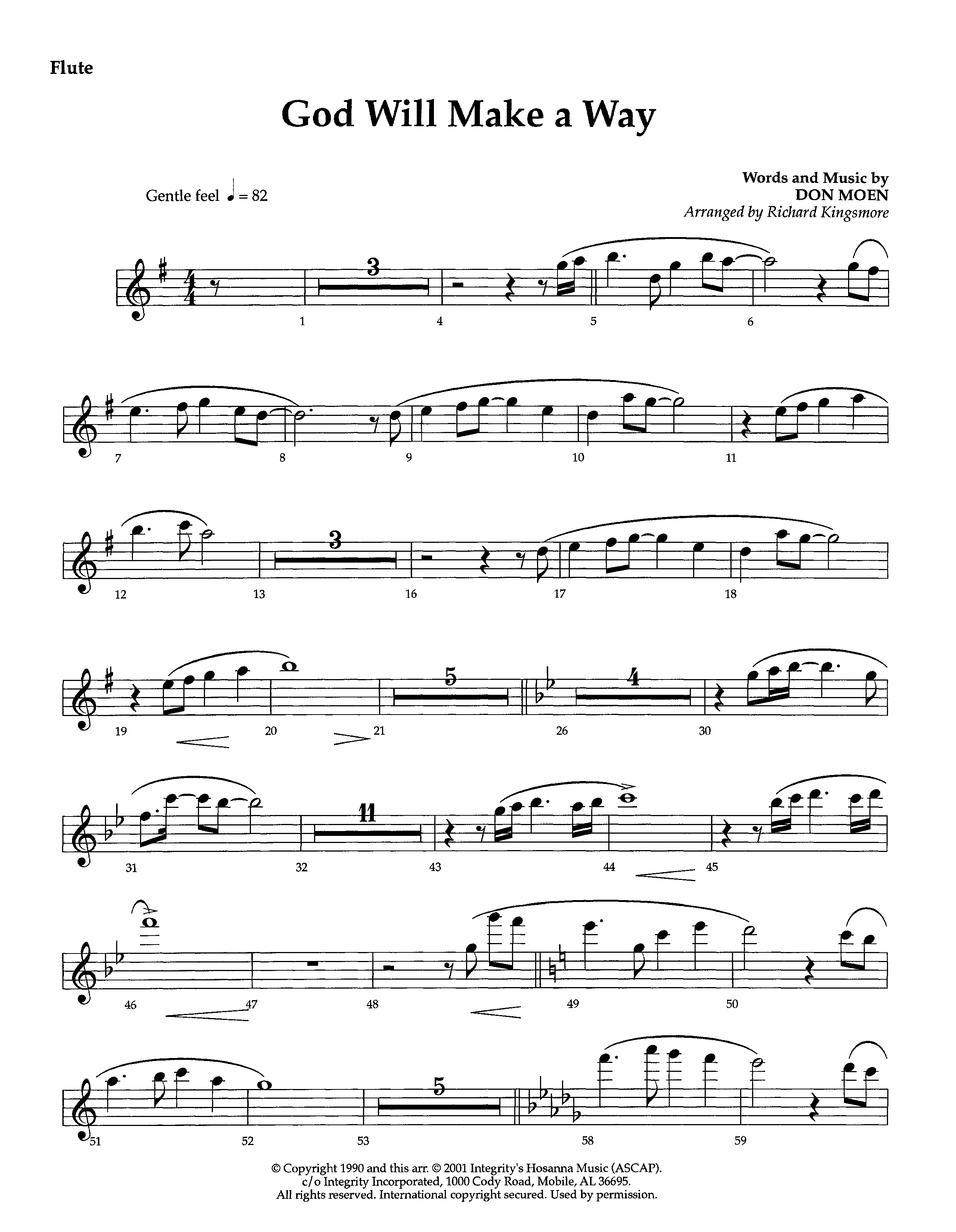 God Will Make A Way (Instrumental) Flute (Lifeway Worship / Arr. Richard Kingsmore)