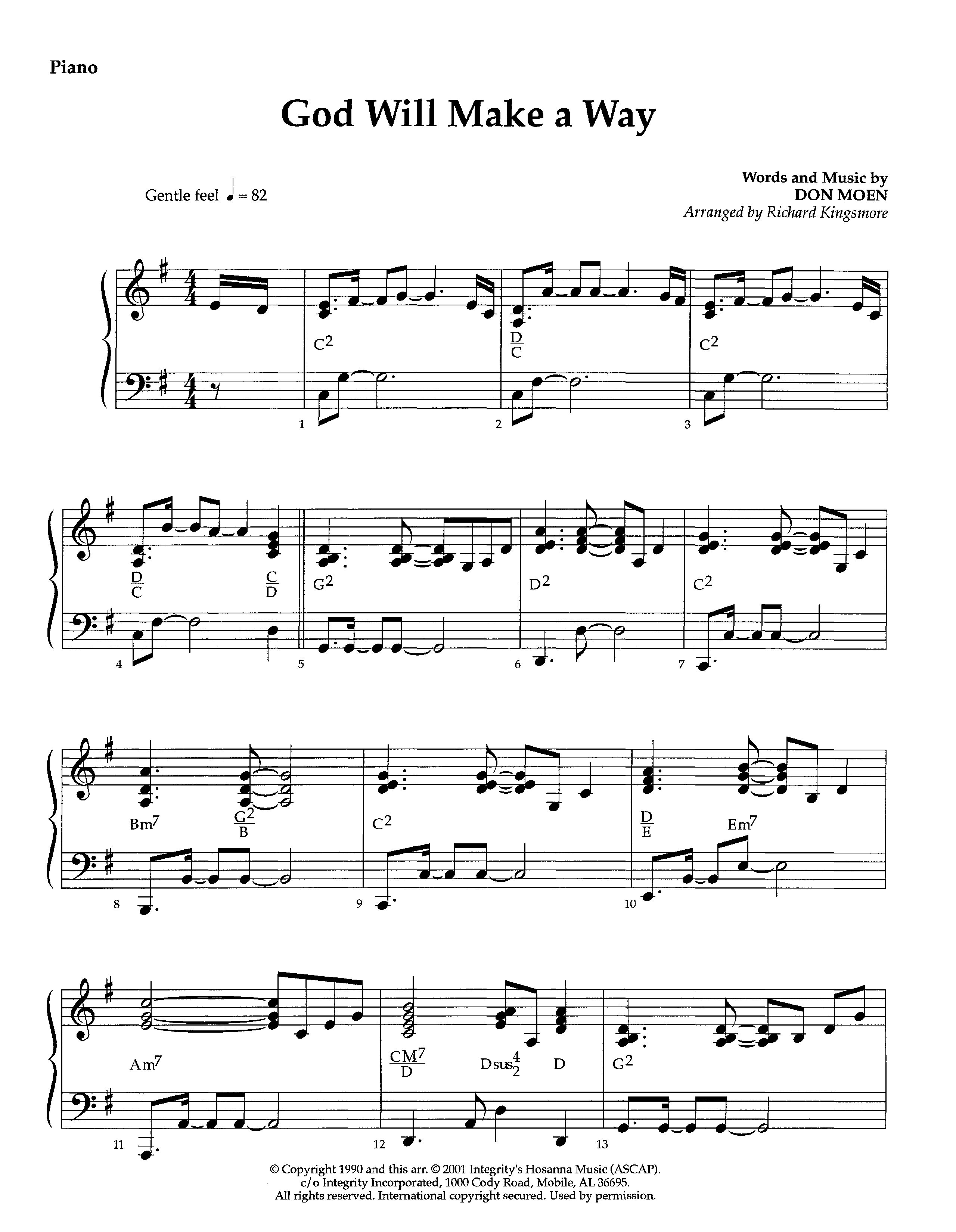 God Will Make A Way (Instrumental) Piano Sheet (Lifeway Worship / Arr. Richard Kingsmore)