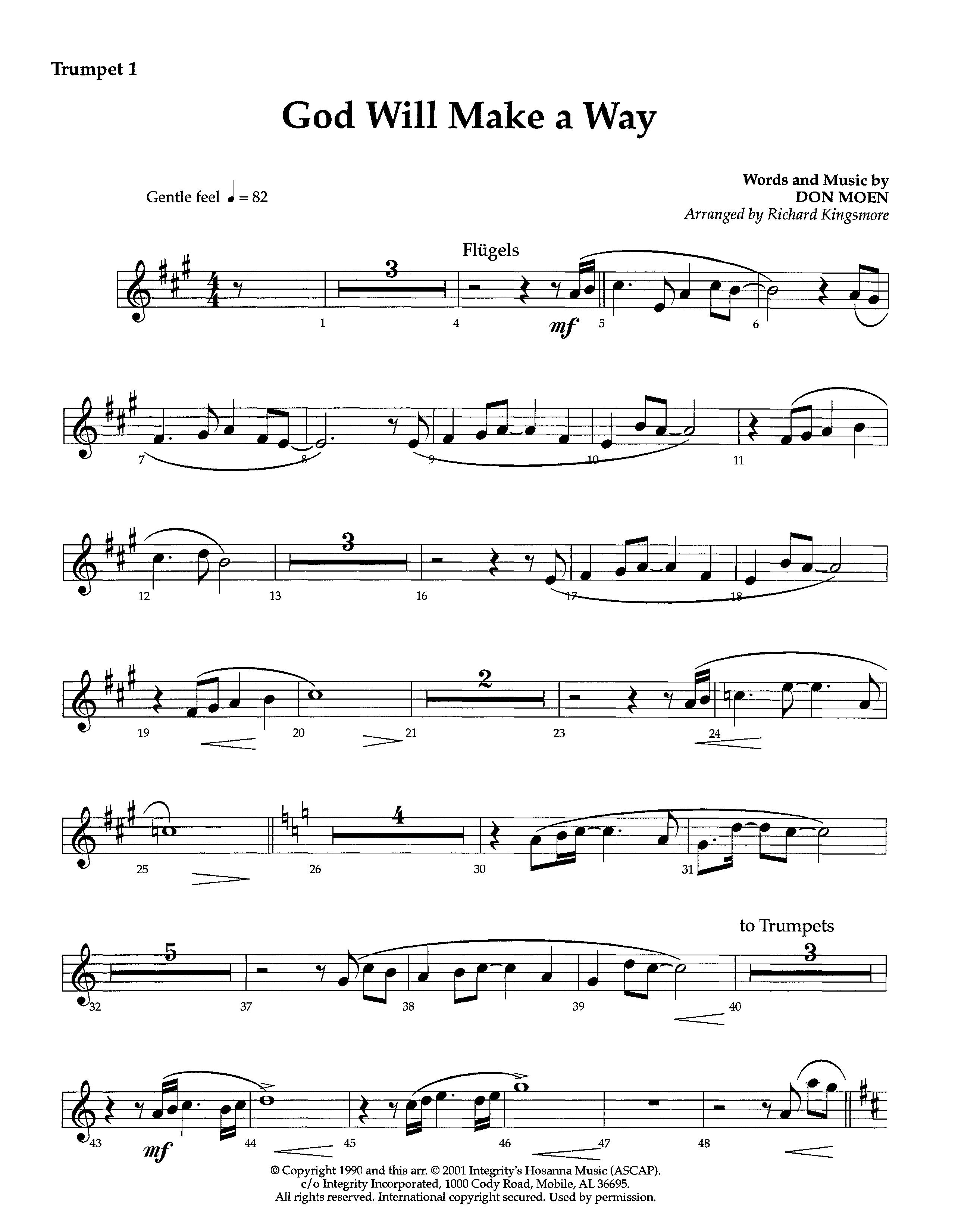 God Will Make A Way (Instrumental) Trumpet 1 (Lifeway Worship / Arr. Richard Kingsmore)