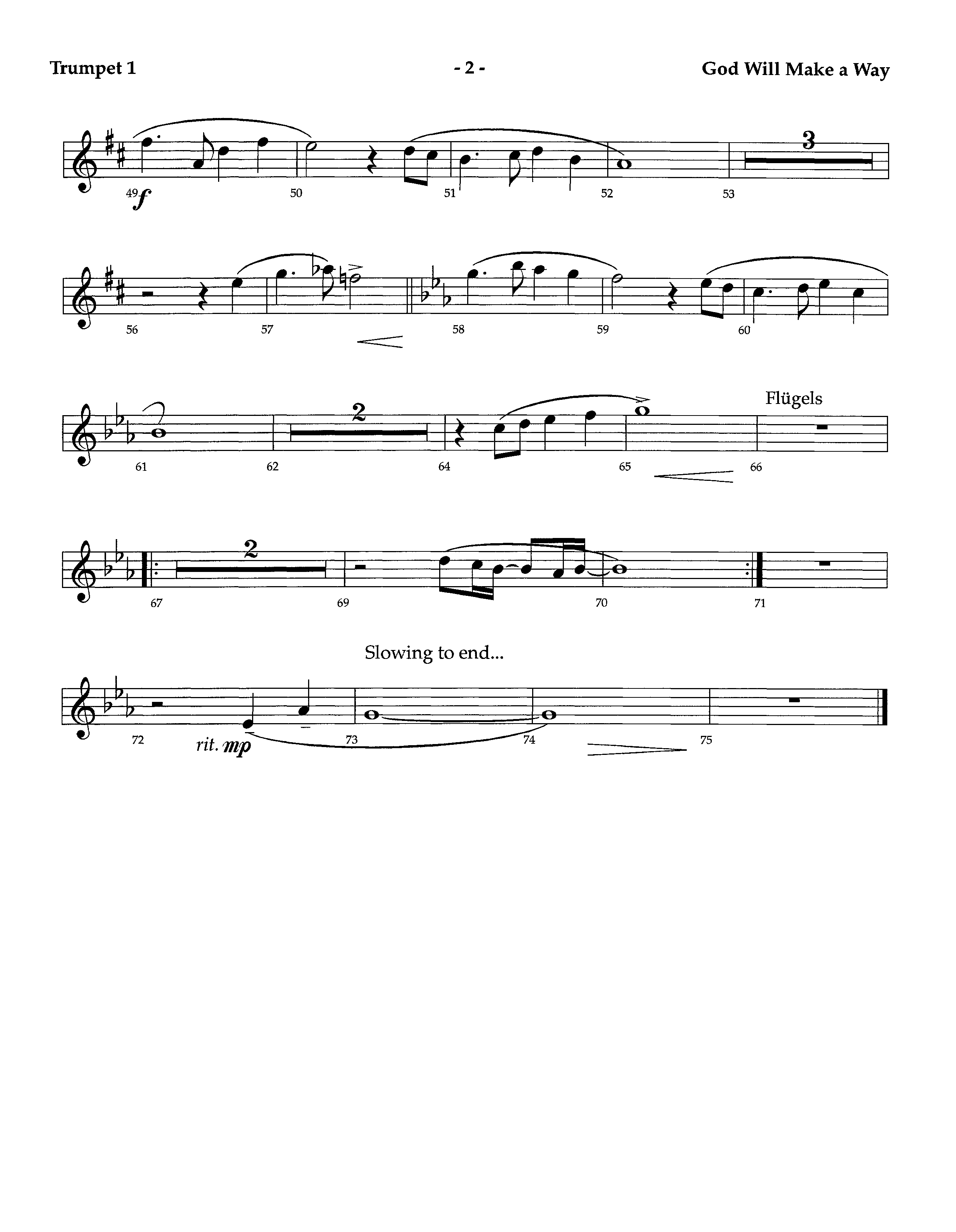 God Will Make A Way (Instrumental) Trumpet 1 (Lifeway Worship / Arr. Richard Kingsmore)