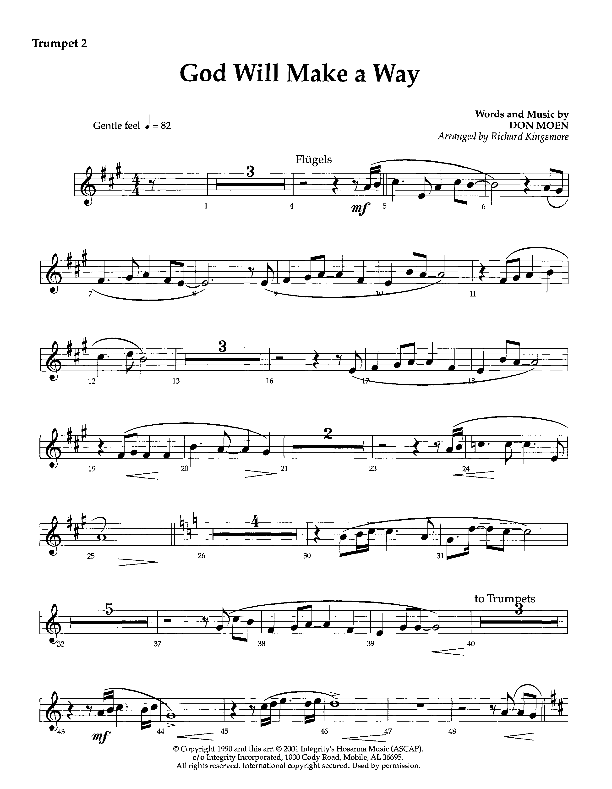God Will Make A Way (Instrumental) Trumpet 2 (Lifeway Worship / Arr. Richard Kingsmore)