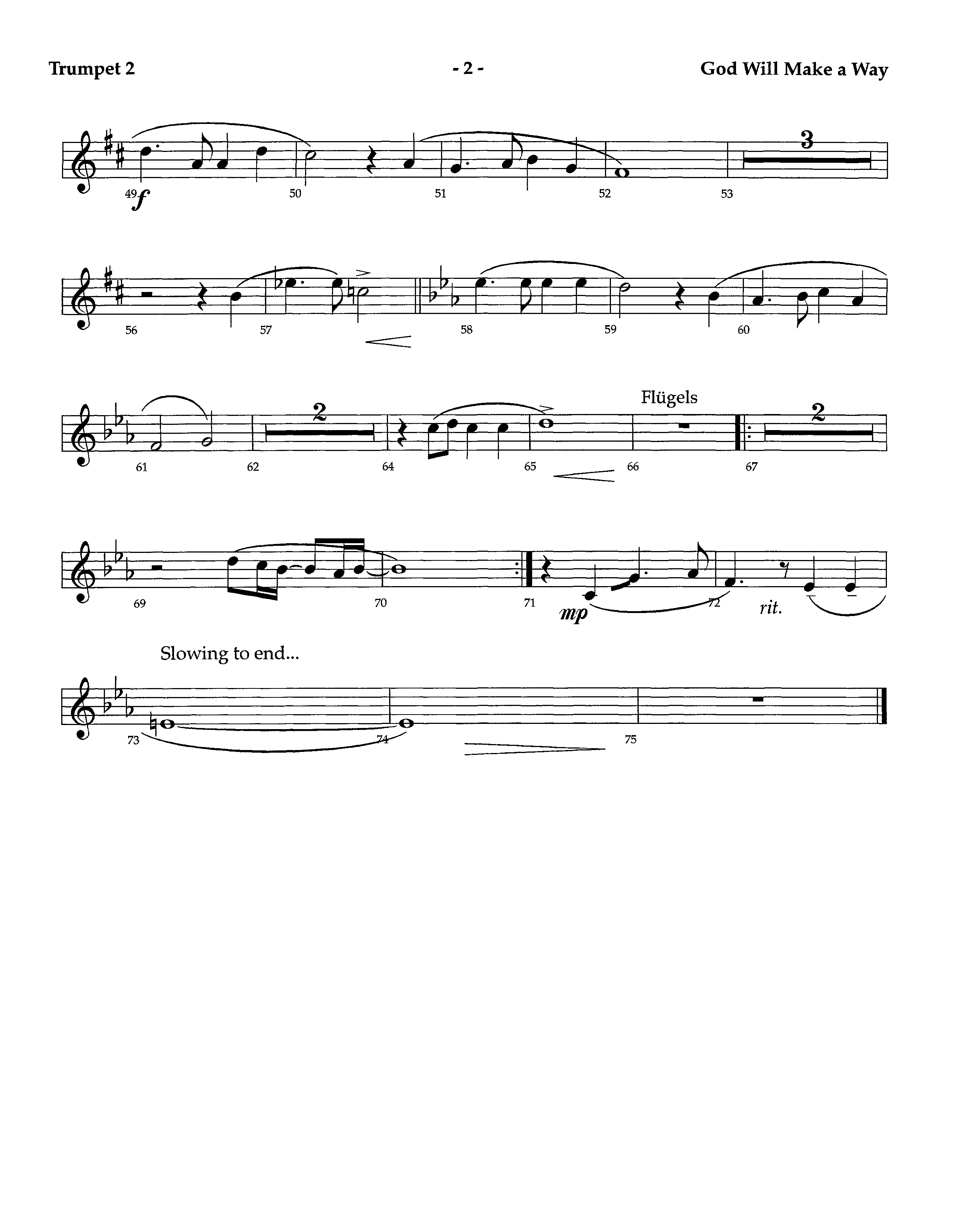 God Will Make A Way (Instrumental) Trumpet 2 (Lifeway Worship / Arr. Richard Kingsmore)