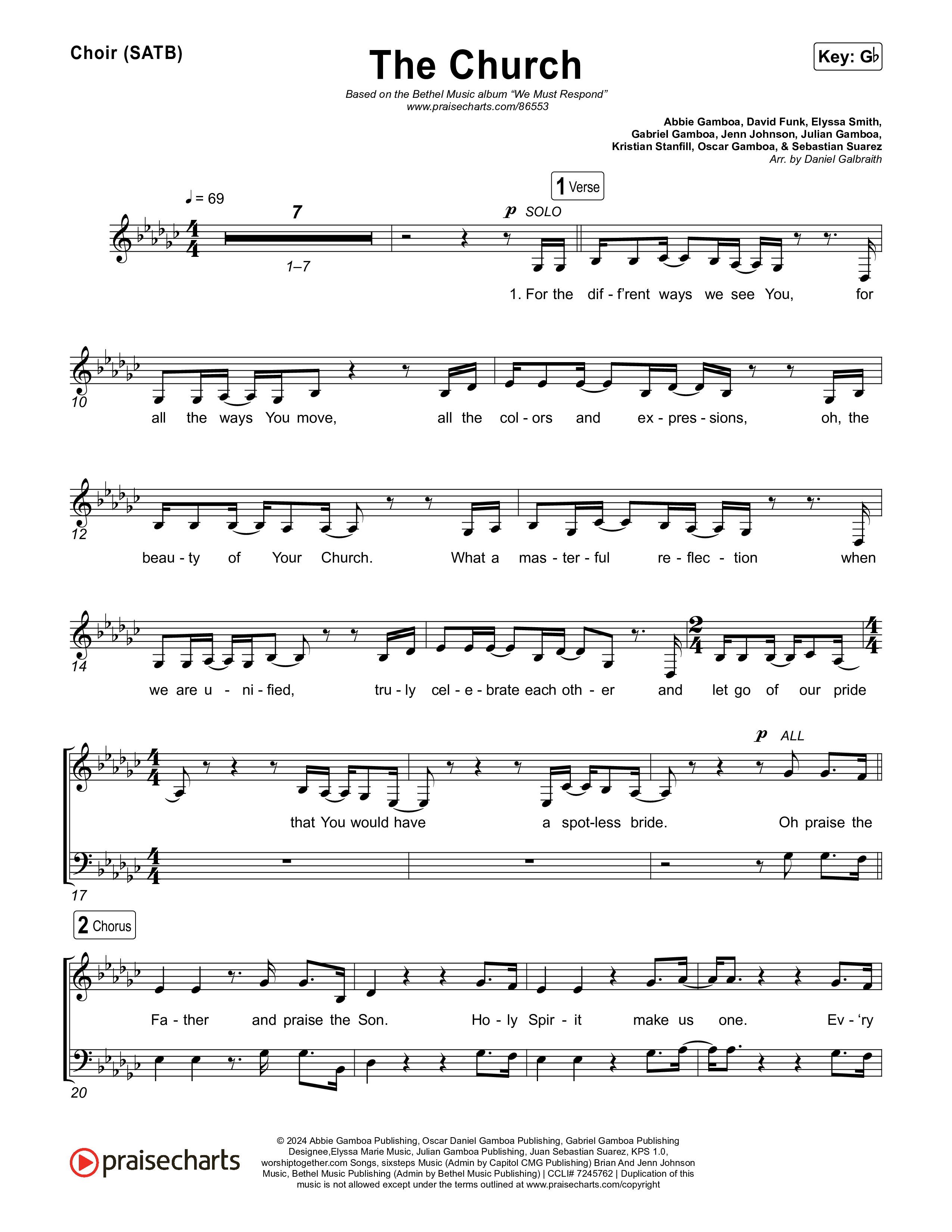 The Church (Live) Choir Sheet (SATB) (Bethel Music)