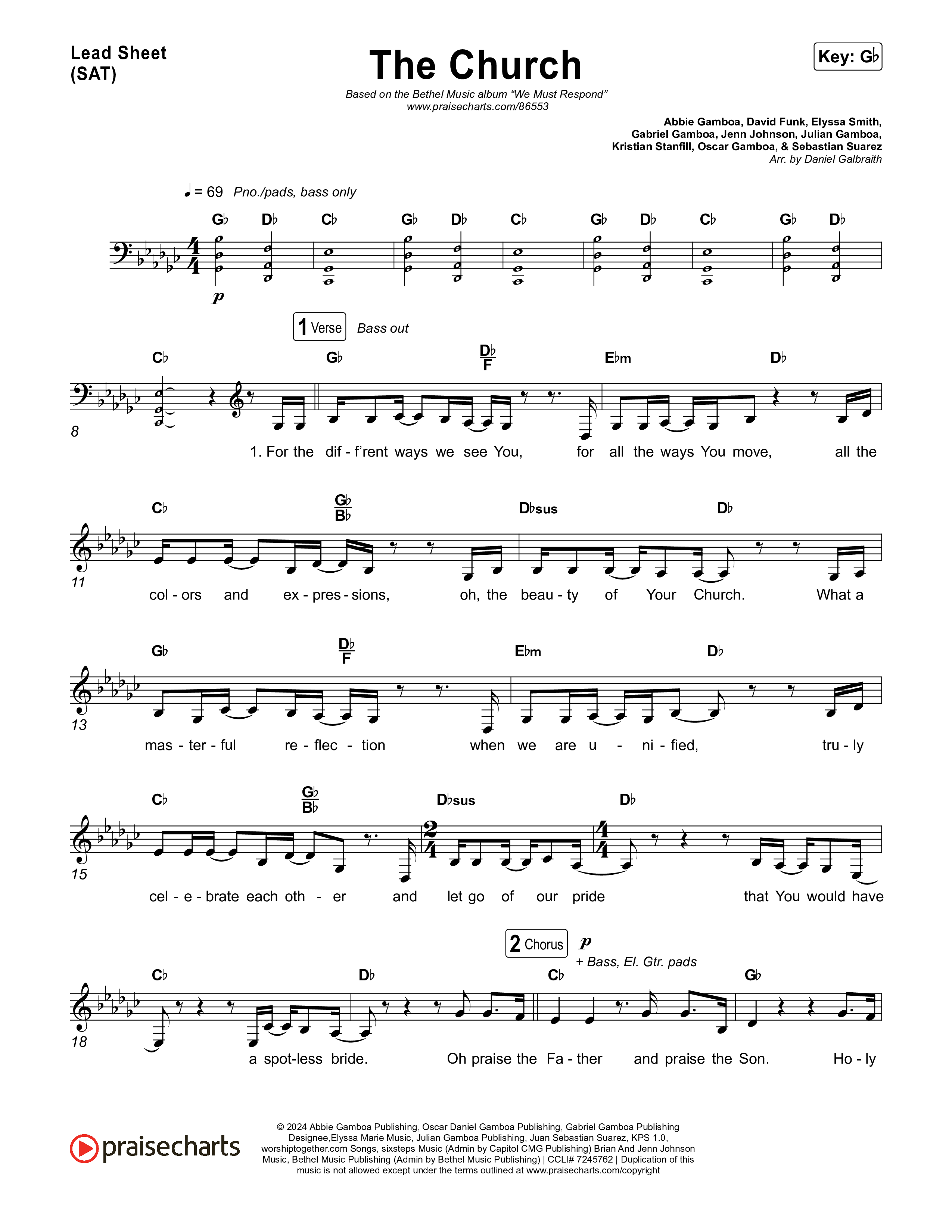 The Church (Live) Lead Sheet (SAT) (Bethel Music)