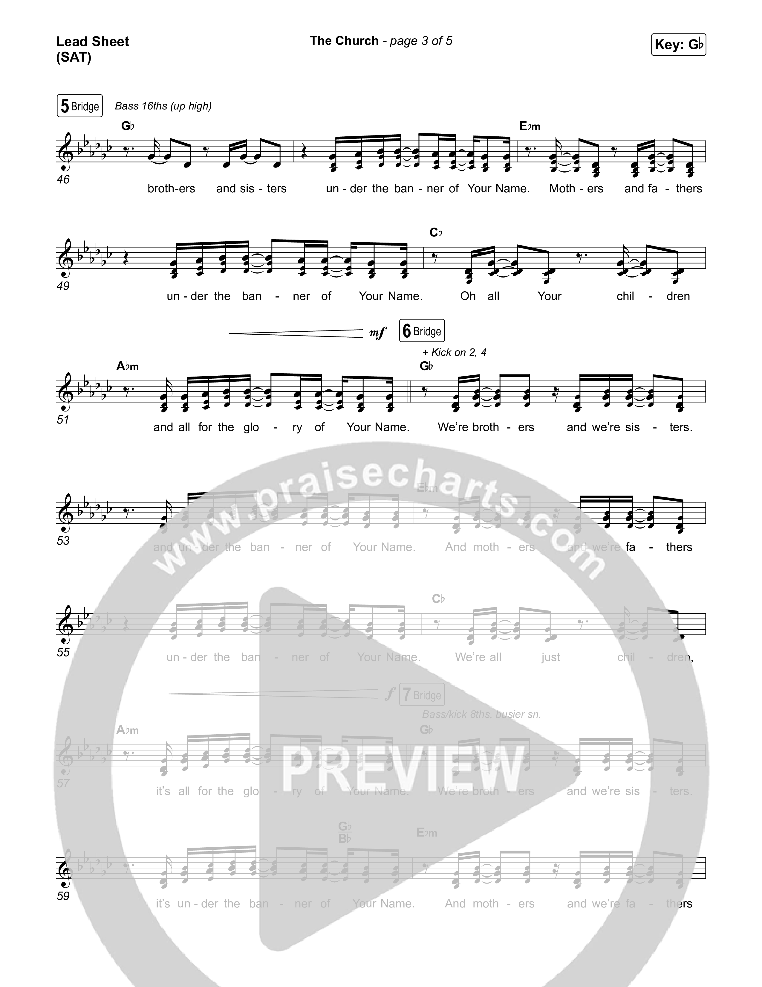 The Church (Live) Lead Sheet (SAT) (Bethel Music)