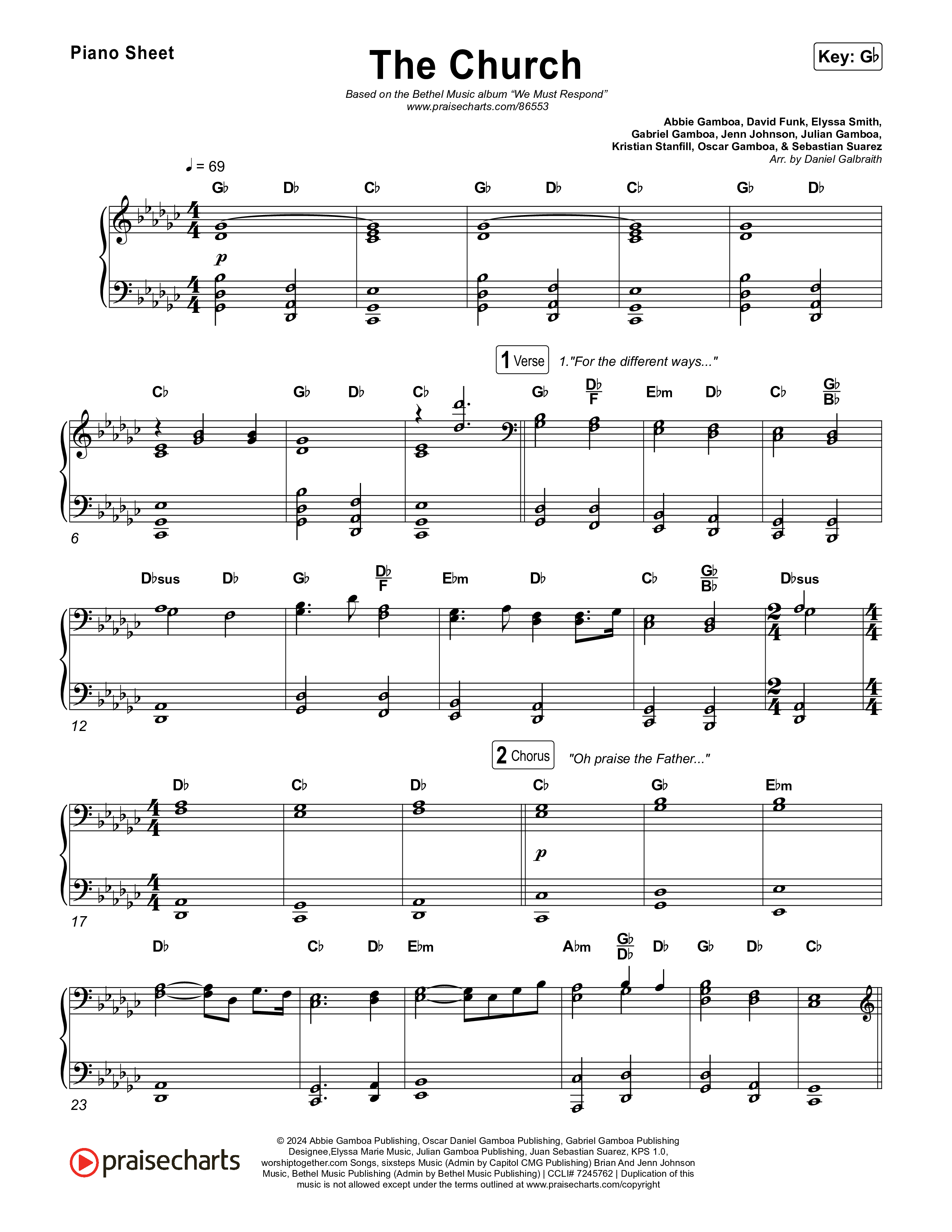 The Church (Live) Piano Sheet (Bethel Music)