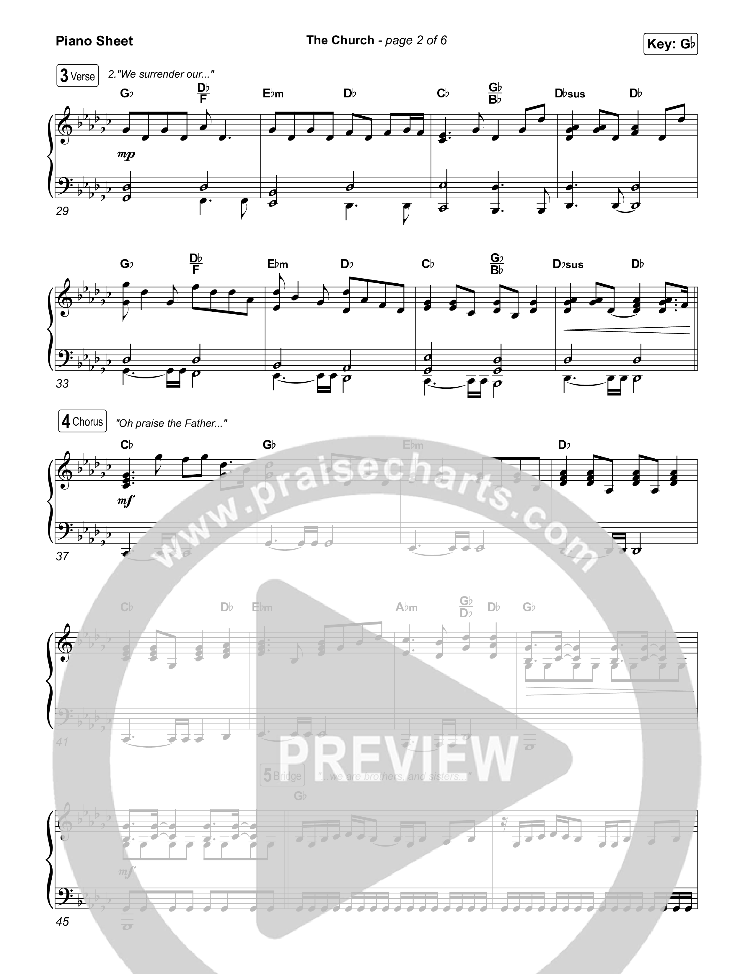 The Church (Live) Piano Sheet (Bethel Music)